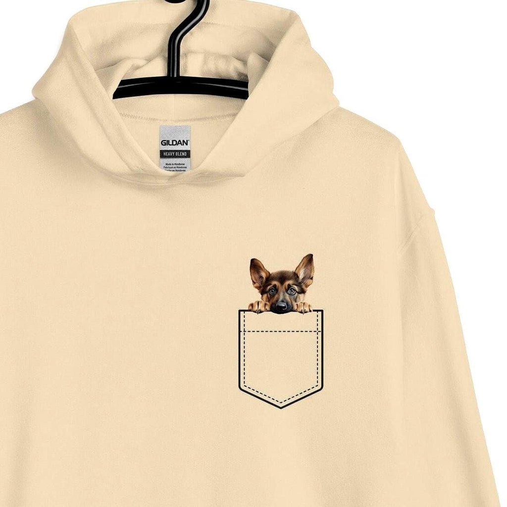 German Shepherd Puppy Hoodie, Faux Pocket, Dog Lover Gift