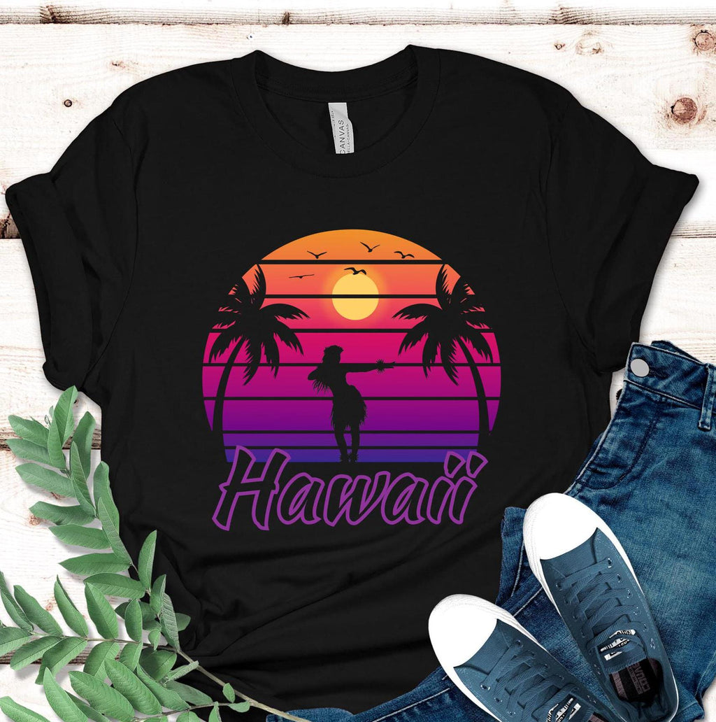 Sunset Hula Hawaii T-Shirt: Retro Tropical Tee