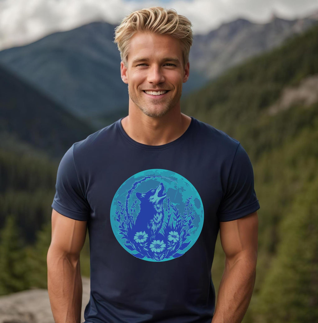 Howling Wolf T-Shirt: Blue Moon Unisex Tee