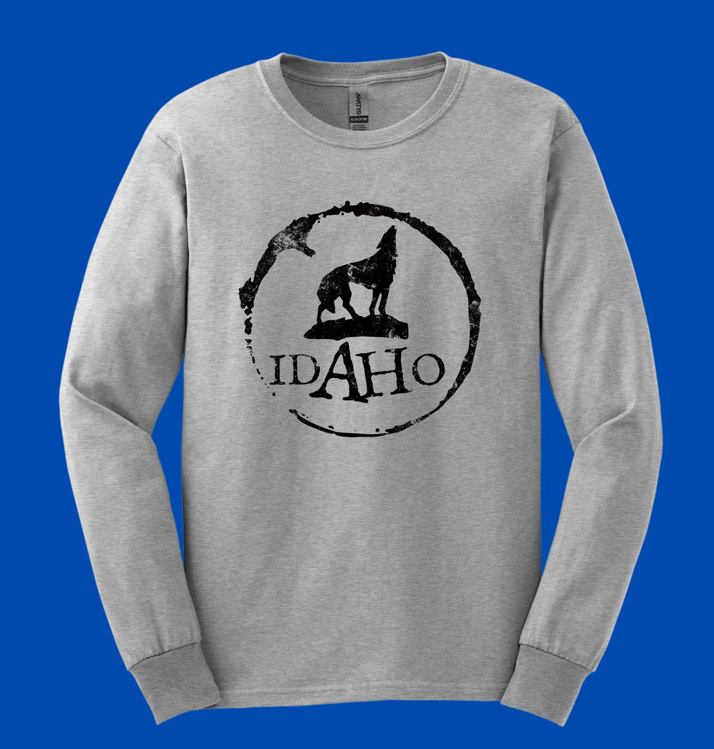 Idaho Wolf Long Sleeve T-shirt: Idahoan Gift