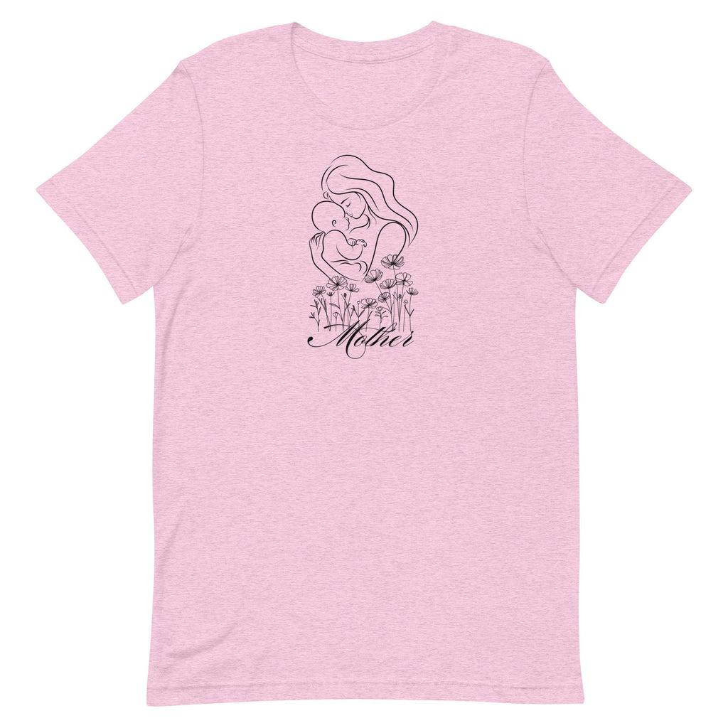 Mothers Day T-shirt, Mother and baby tee line drawing Mother shirt daisies mother and baby t-shirt