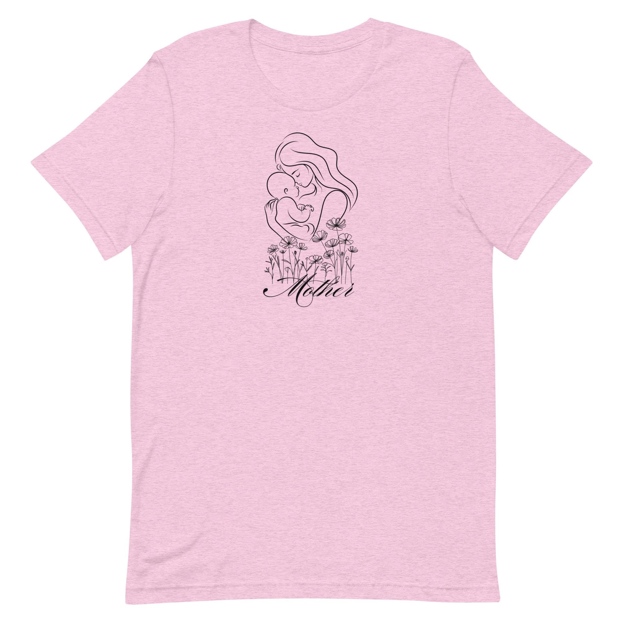 Mothers Day T-shirt, Mother and baby tee line drawing Mother shirt daisies mother and baby t-shirt