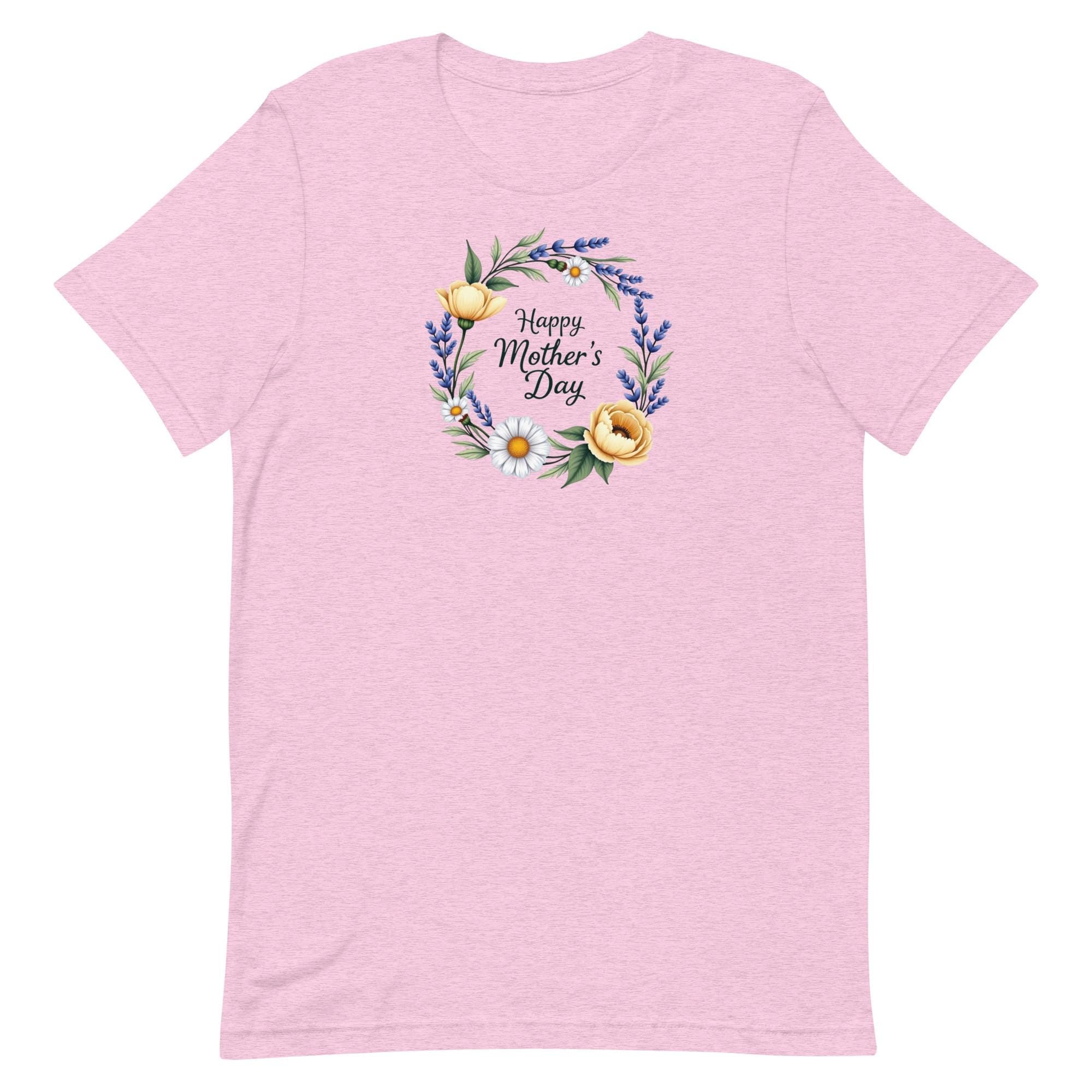 Happy Mothers Day tee, Floral wreath mothers day shirt, Floral mothers day t-shirt, Happy mothers day floral t-shirtUnisex t-shirt