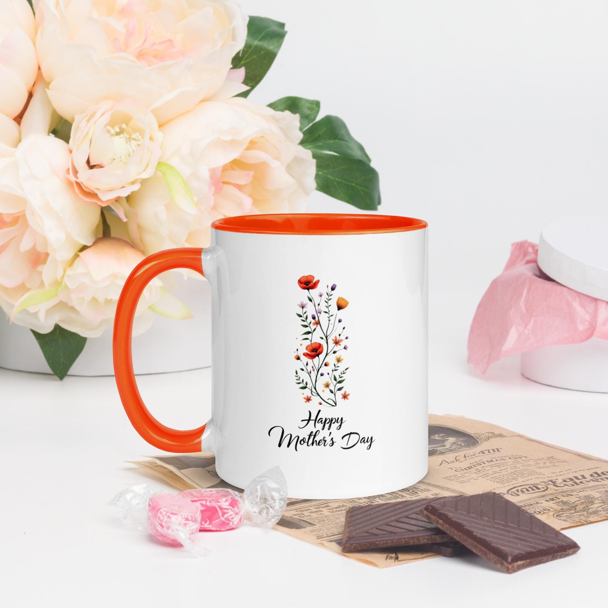 Mothers Day Mug with Color Inside Floral mothers day mug