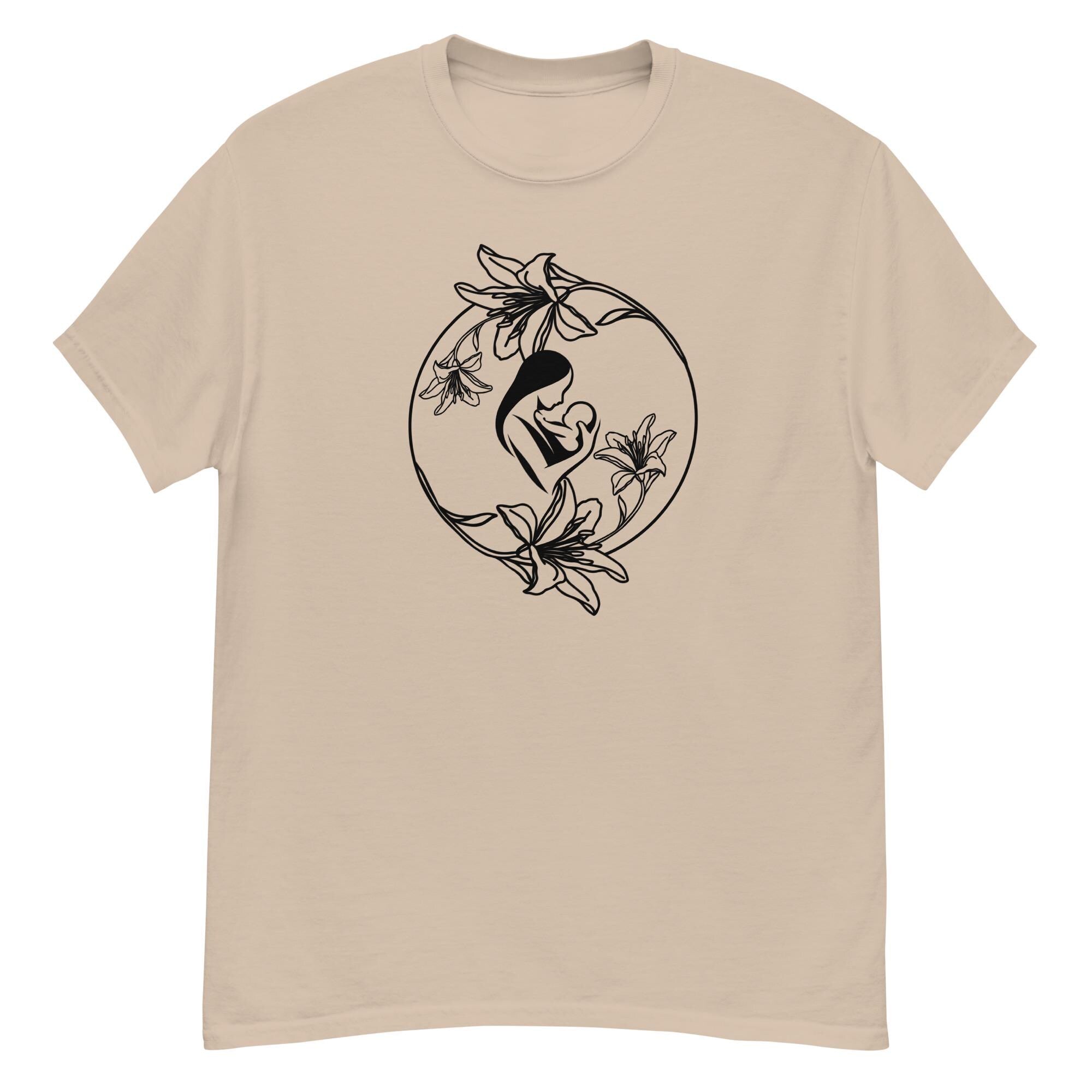 Mother & Baby Lily T-Shirt: Minimalist Line Art, Mother's Day Tee