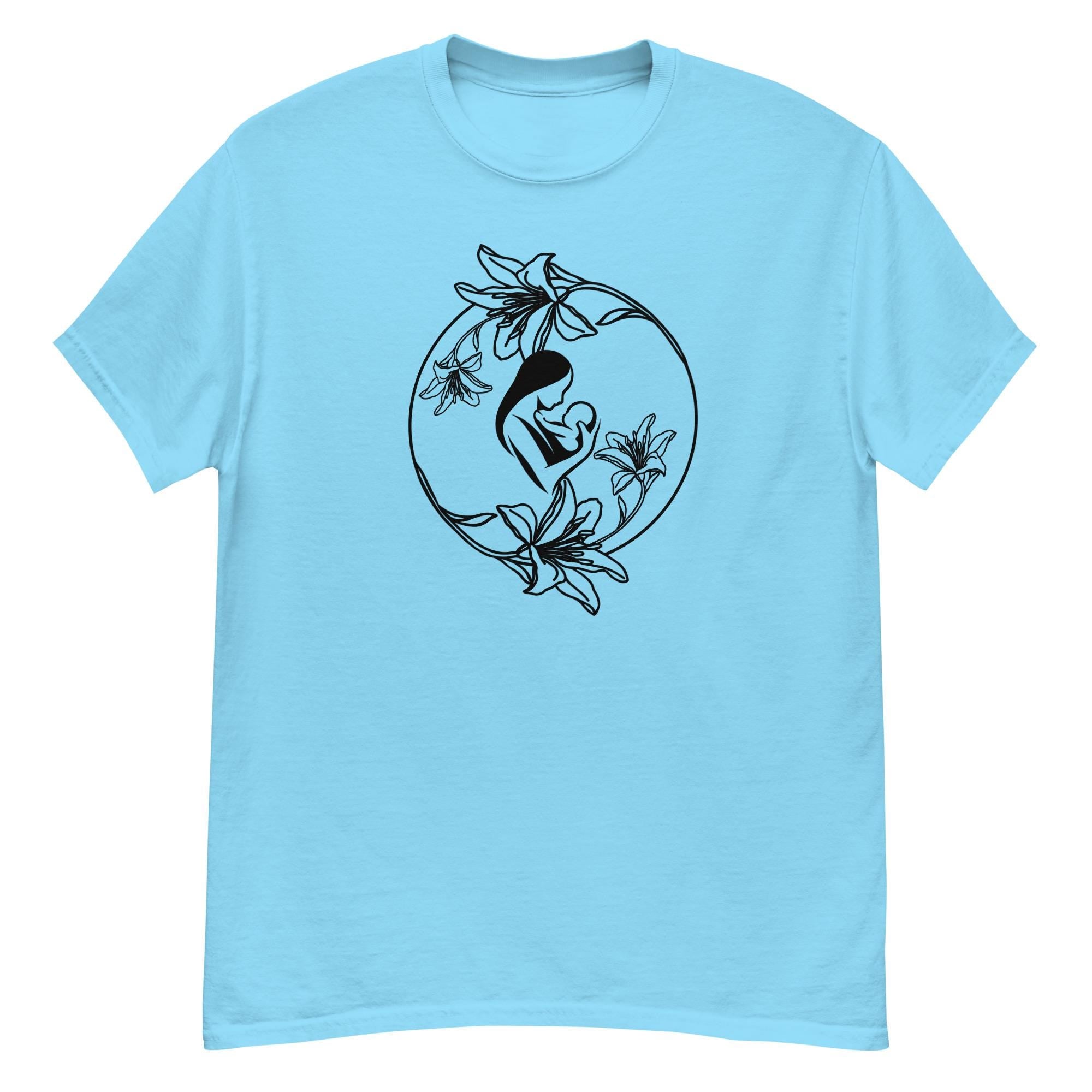 Mother & Baby Lily T-Shirt: Minimalist Line Art, Mother's Day Tee