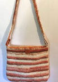 Handmade Crochet Shoulder Bag: Striped Cotton Yarn, Elephant Button