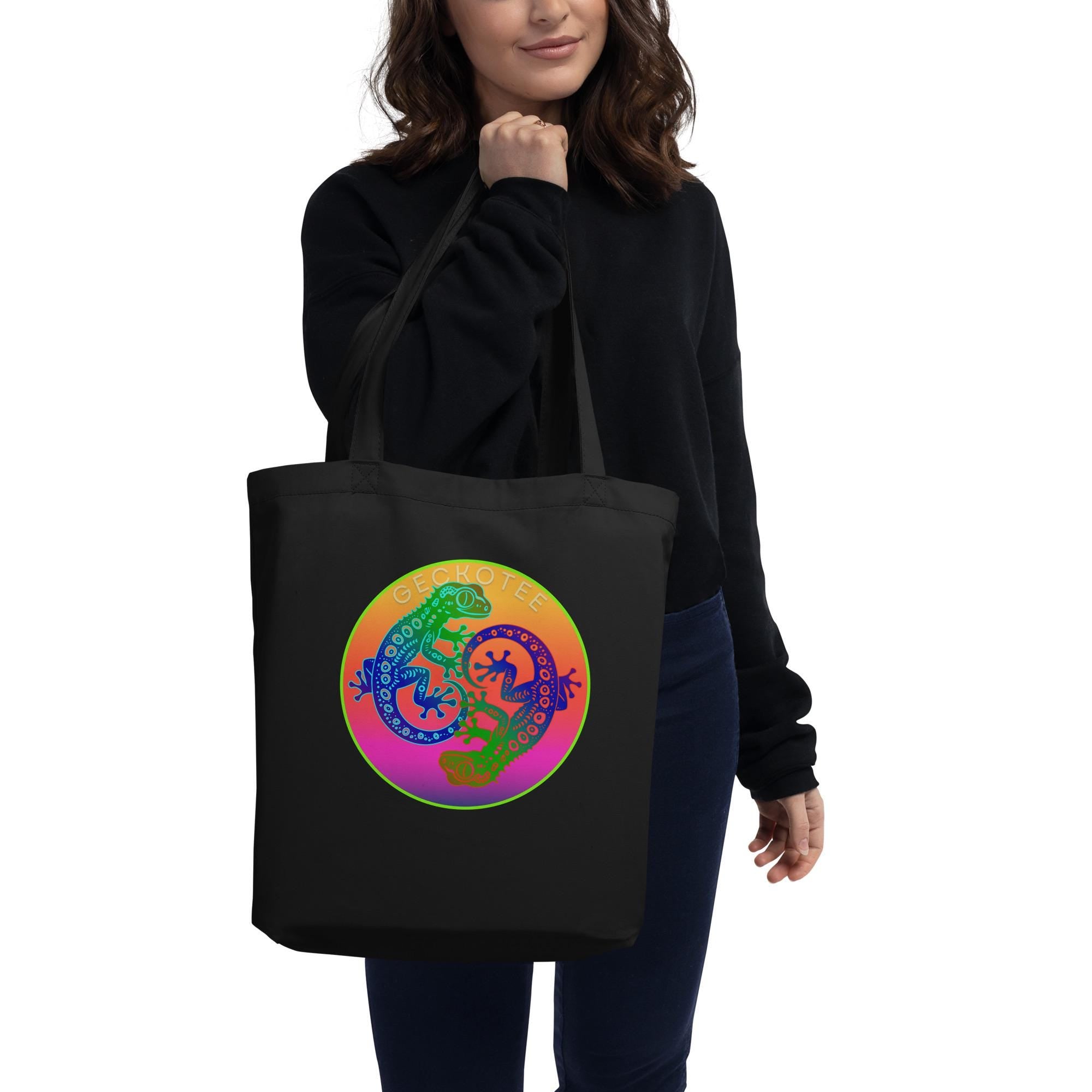 Gecko Yin Yang Organic Cotton Tote Bag