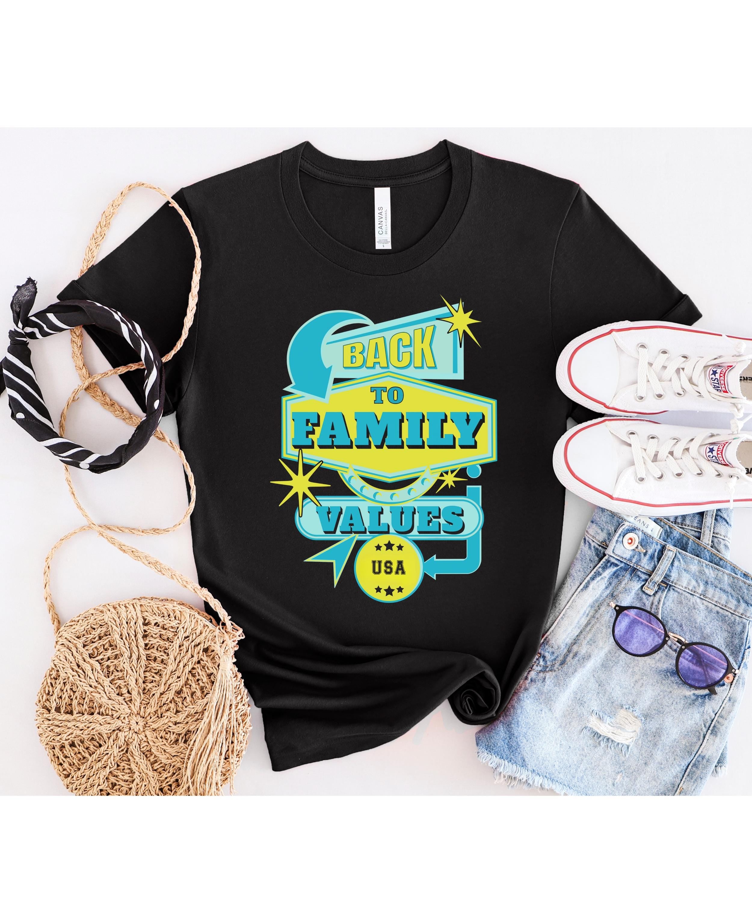 Family Values USA T-Shirt: Retro Design, Soft Cotton