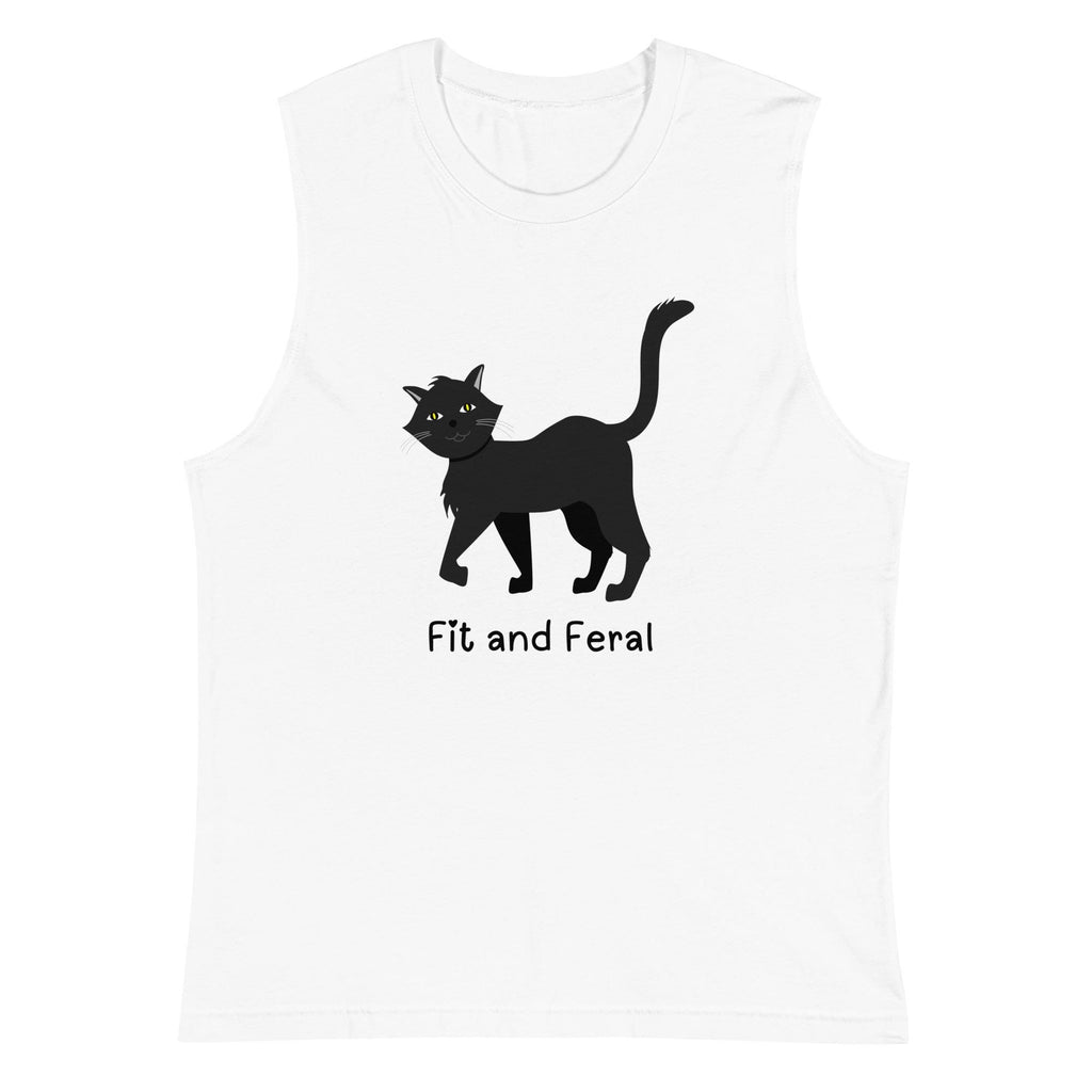 Fit and Feral Cat Muscle Shirt: Funny Sleeveless Tank Top
