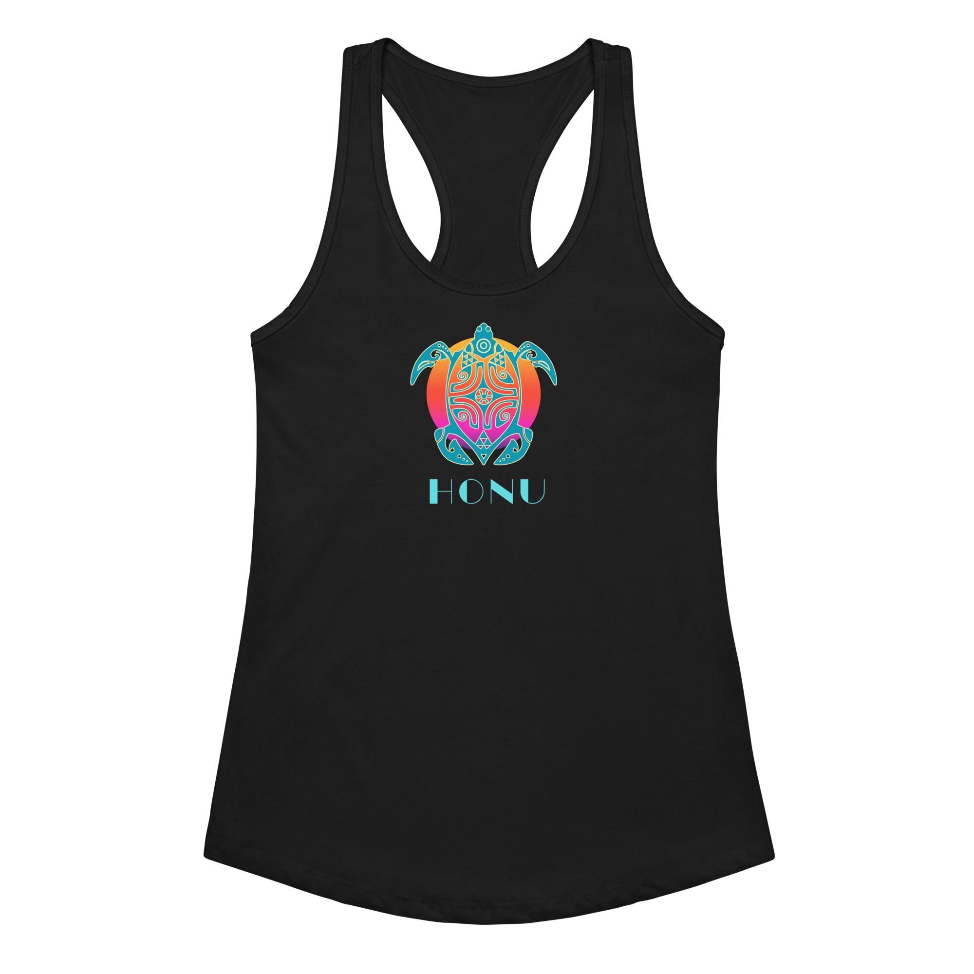 Sea Turtle Racerback Tank Top: Fitted Hawaiian Honu Design