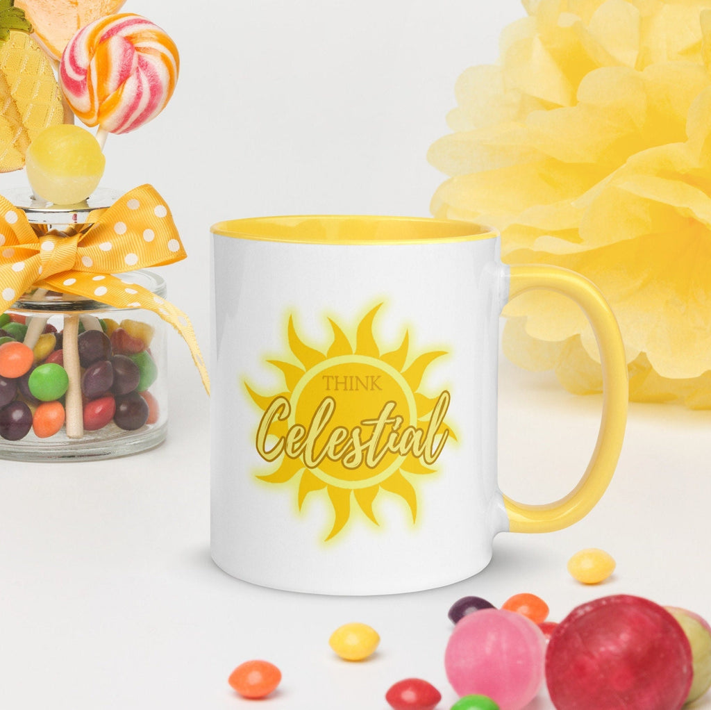 Think Celestial LDS Mug: Yellow Interior Ceramic Coffee Cup