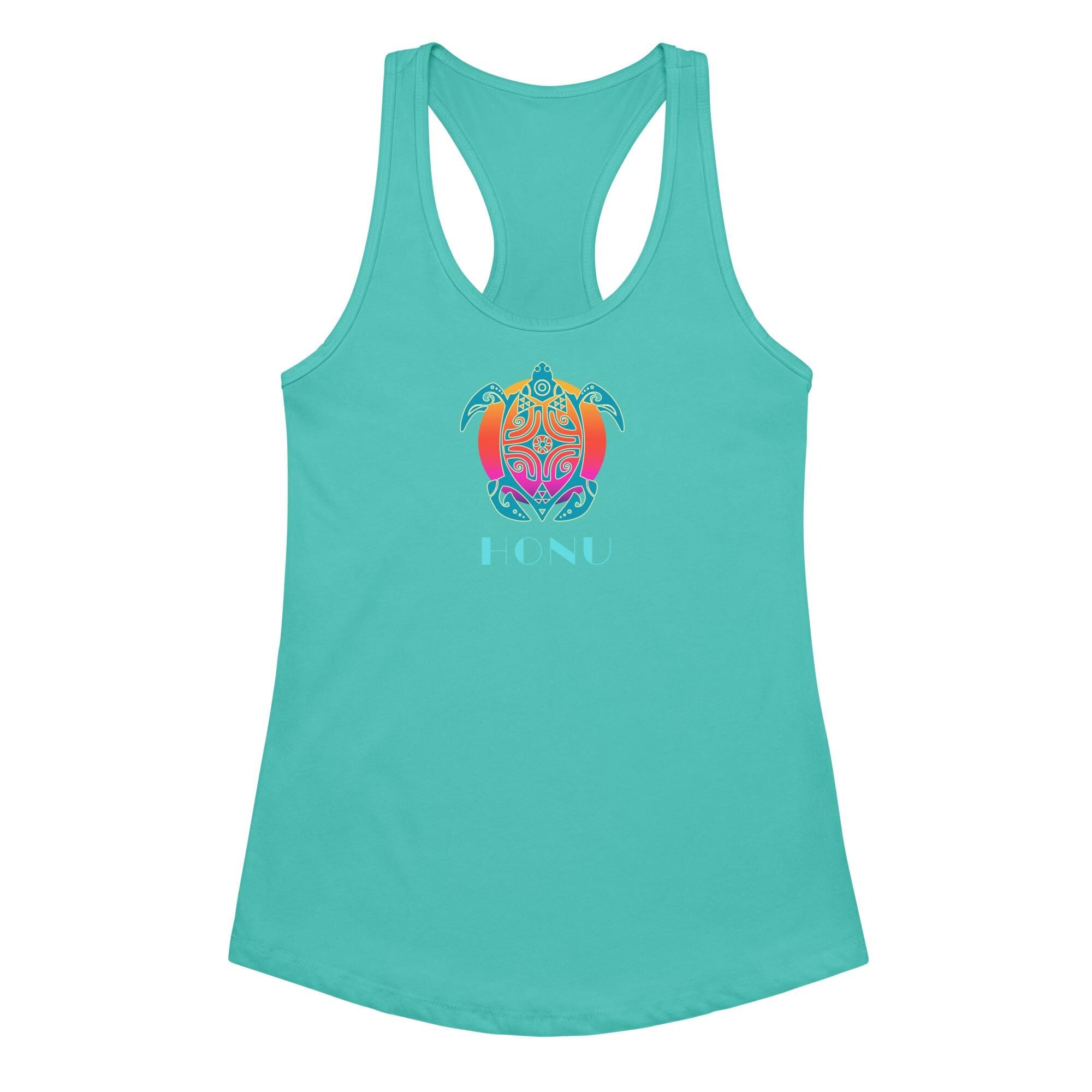 Sea Turtle Racerback Tank Top: Fitted Hawaiian Honu Design