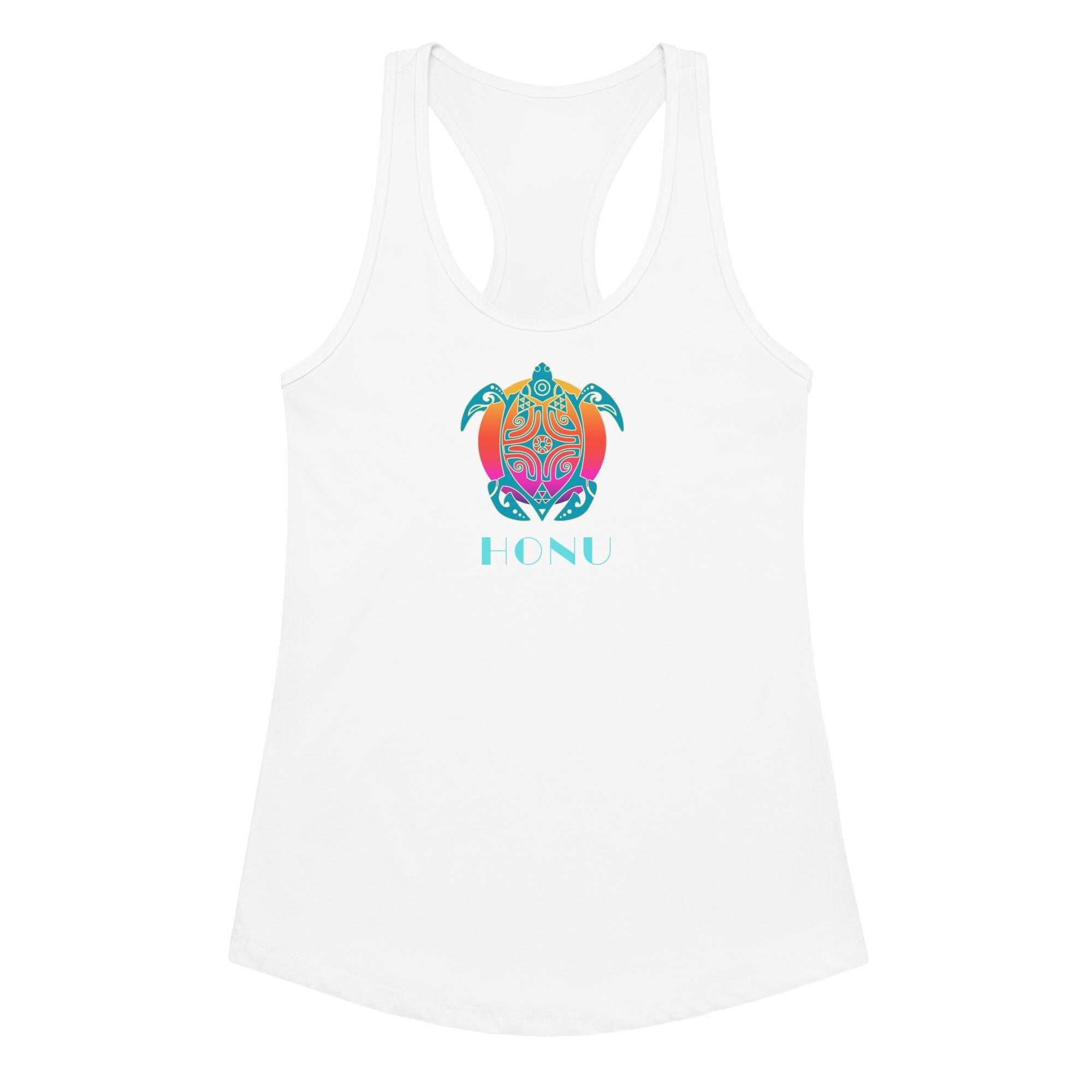 Sea Turtle Racerback Tank Top: Fitted Hawaiian Honu Design