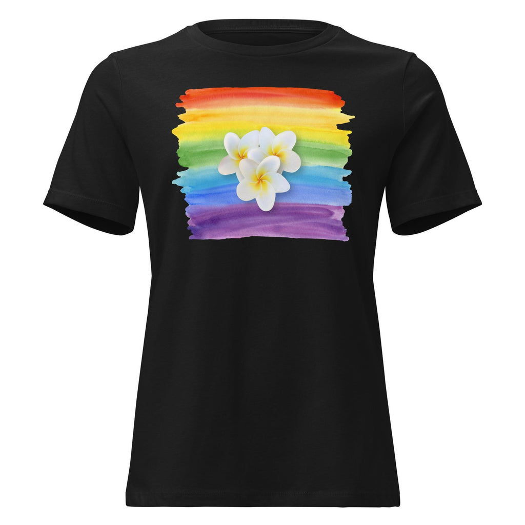 Rainbow Plumeria T-Shirt: Women's Relaxed Fit Tropical Tee
