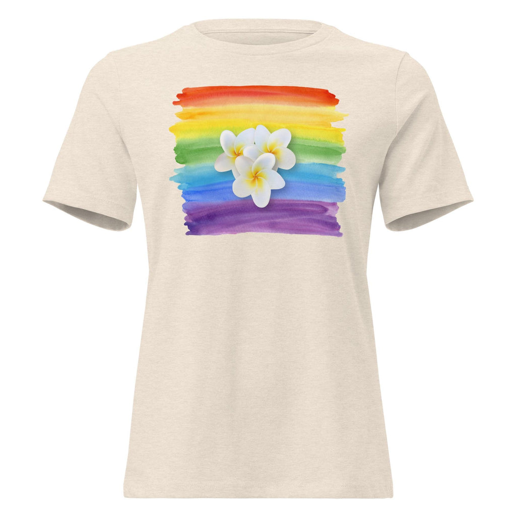 Rainbow Plumeria T-Shirt: Women's Relaxed Fit Tropical Tee