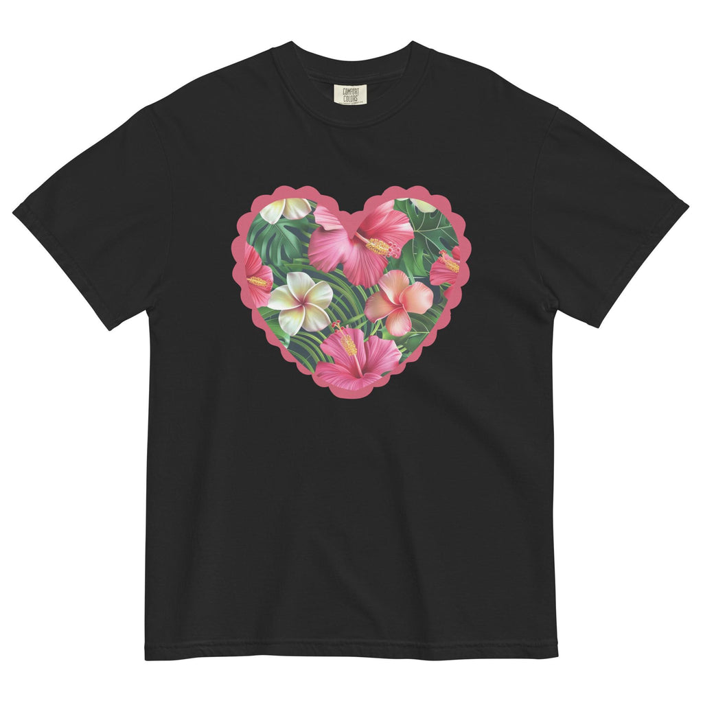 Comfort Colors Hibiscus Heart T-Shirt: Hawaiian Tropical Flowers