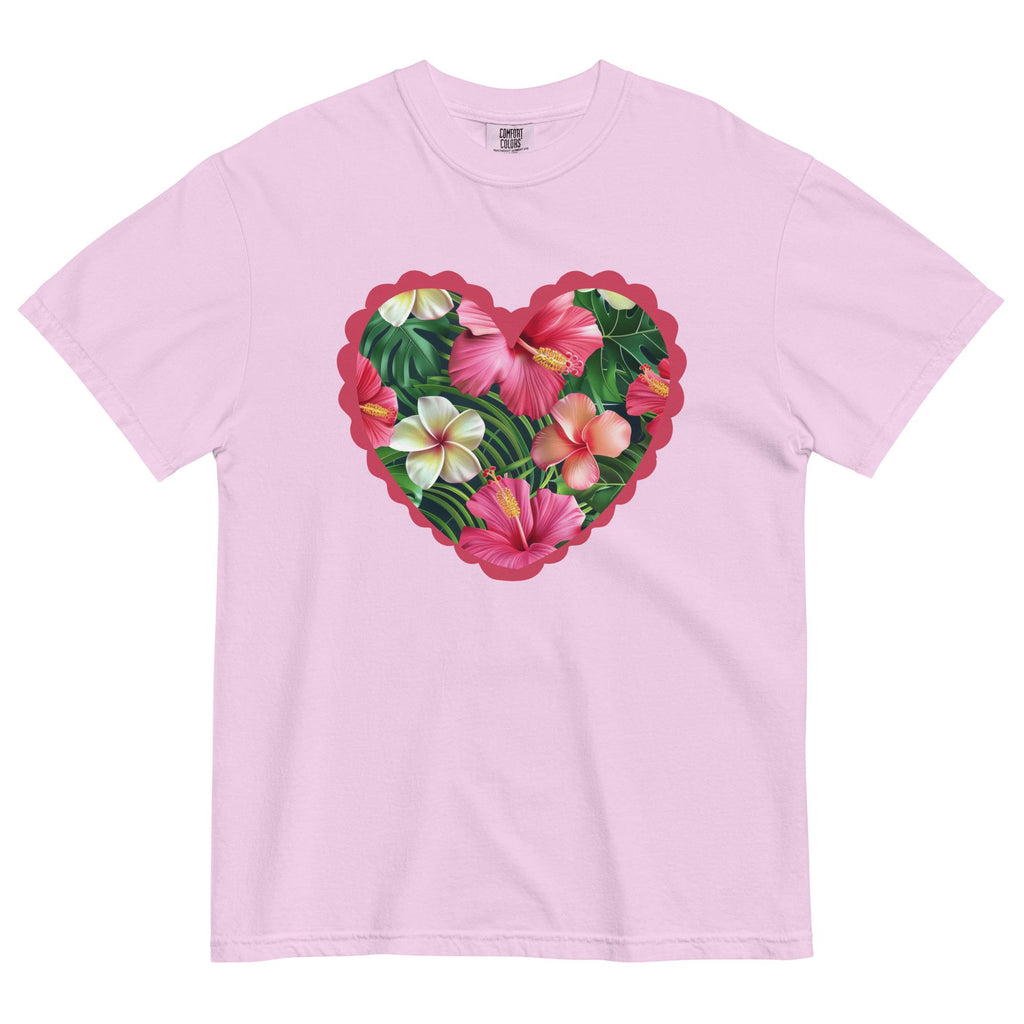 Comfort Colors Hibiscus Heart T-Shirt: Hawaiian Tropical Flowers