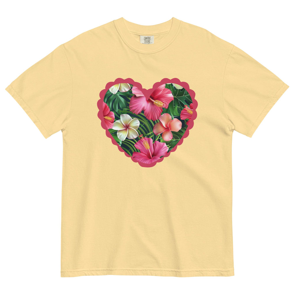 Comfort Colors Hibiscus Heart T-Shirt: Hawaiian Tropical Flowers