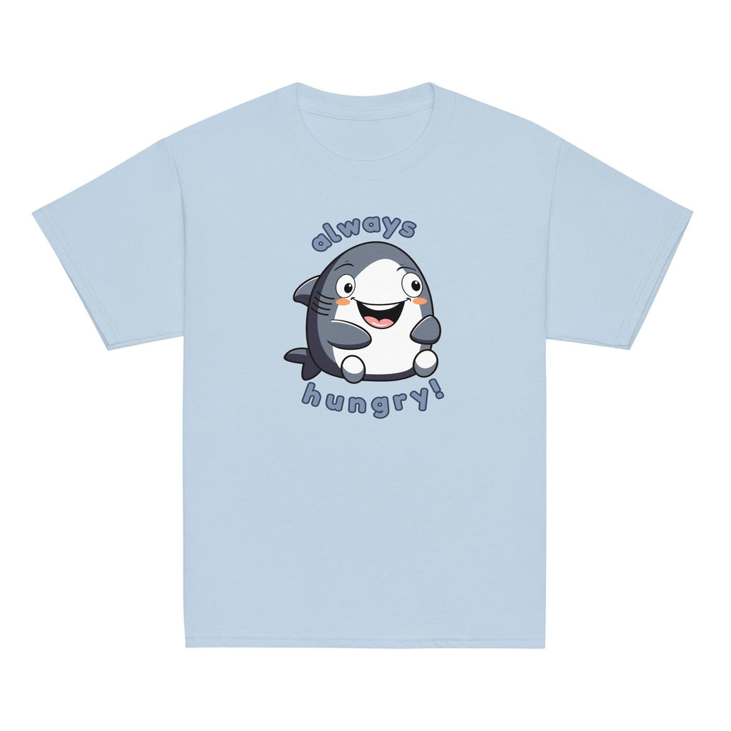 Cute Shark Youth T-Shirt, Always Hungry Cartoon Graphic