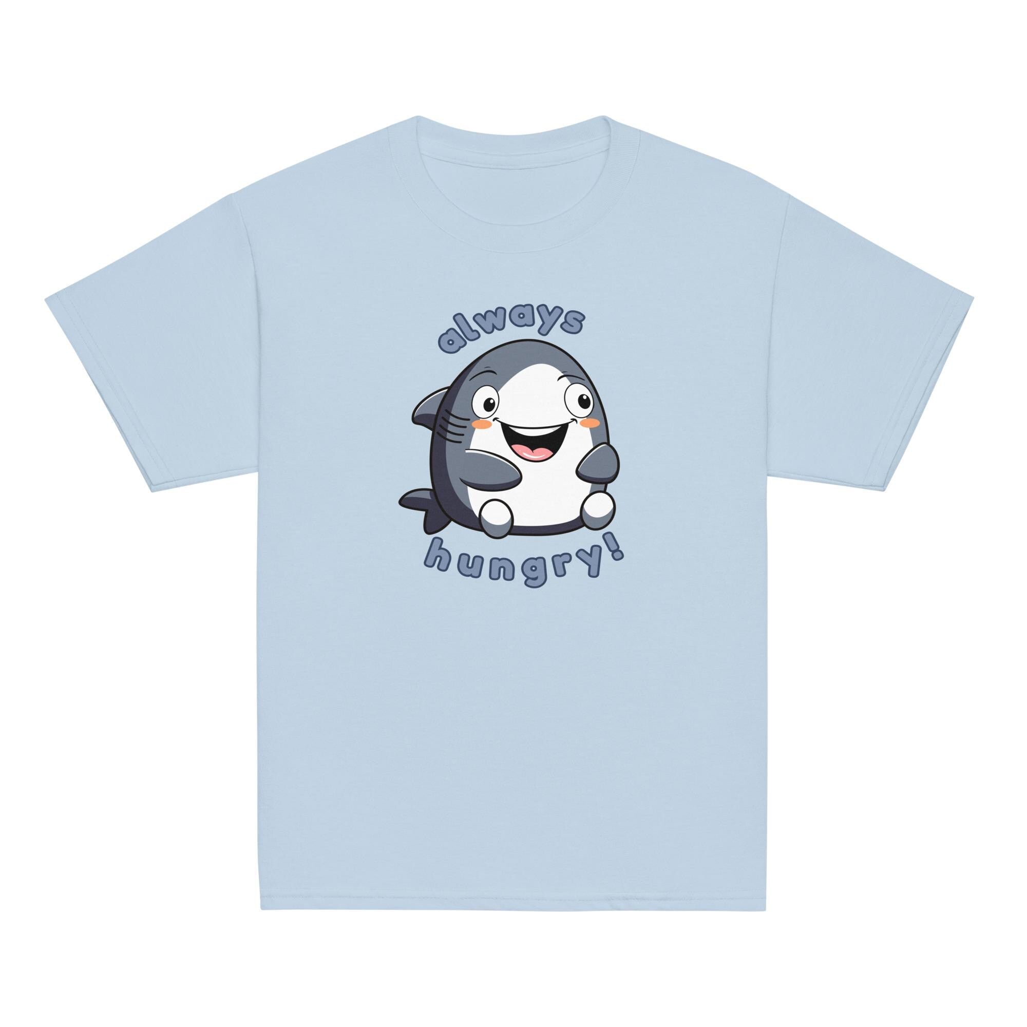 Cute Shark Youth T-Shirt, Always Hungry Cartoon Graphic