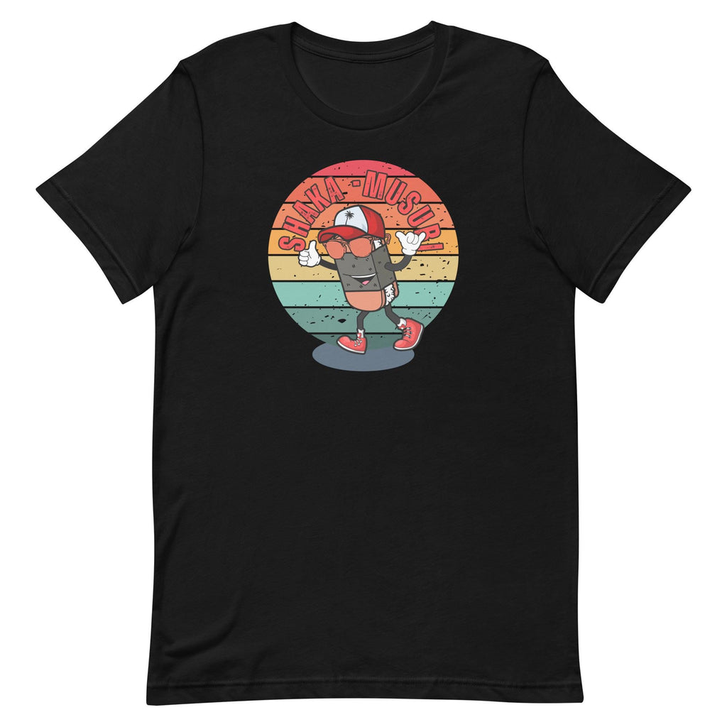 Funny Hawaii Shaka Musubi Man T-Shirt: Retro Sunset Shaka Graphic Tee