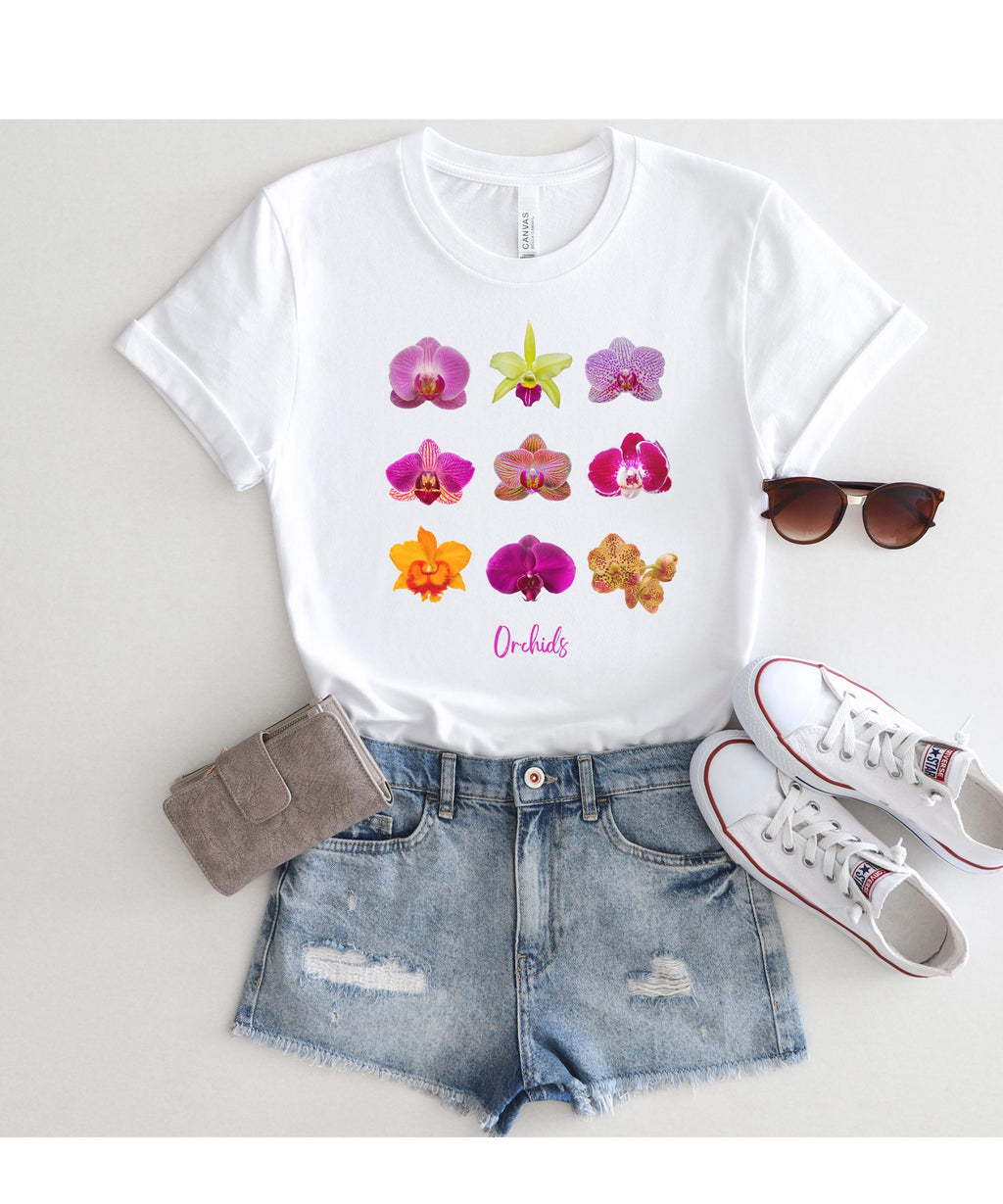 Orchid T-Shirt: Bella Canvas Soft Tee, Tropical Flower Design orchid lover gift