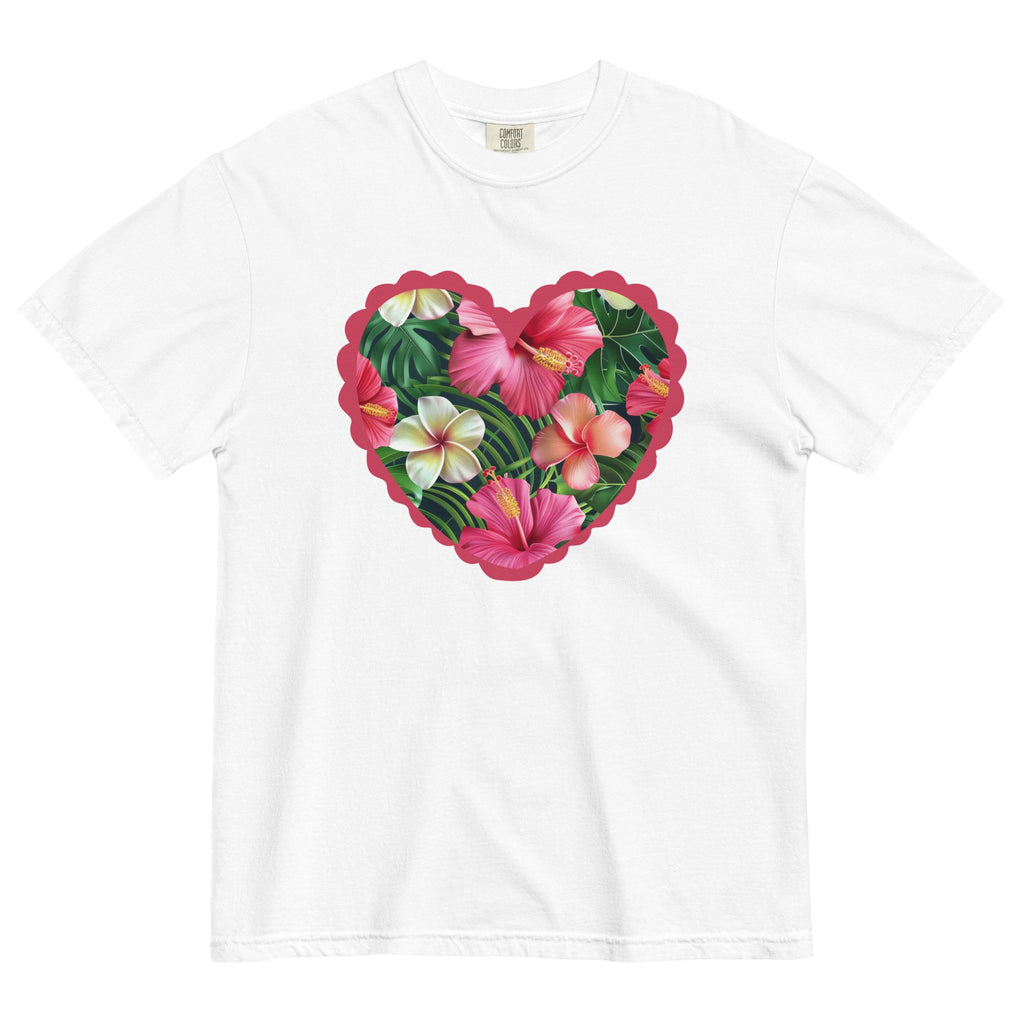 Comfort Colors Hibiscus Heart T-Shirt: Hawaiian Tropical Flowers