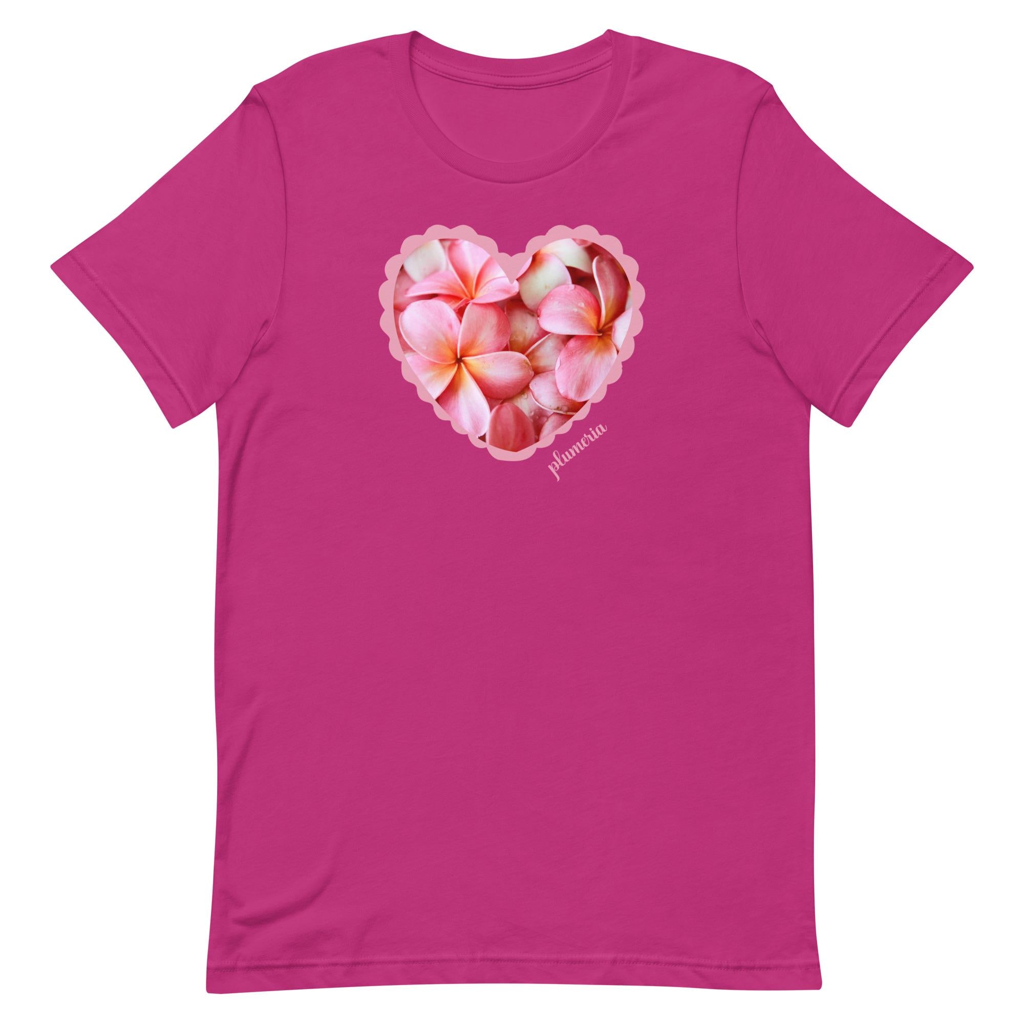 Pink Plumeria tshirt: Hawaiian Flower Tee - Bella Canvas plumeria shirt