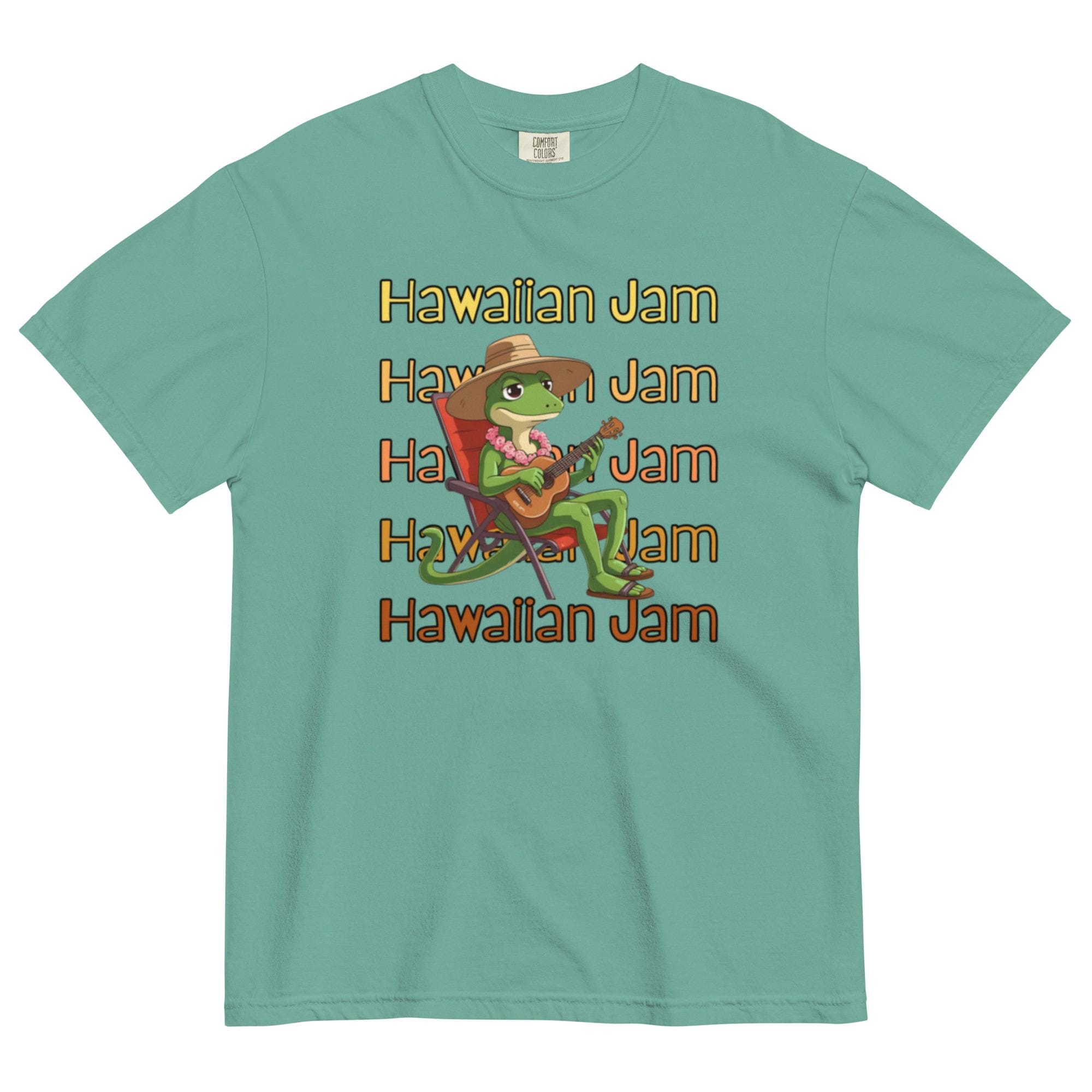 Comfort Colors Hawaii Gecko T-Shirt Hawaiian Jam Ukulele Gecko Graphic Tee