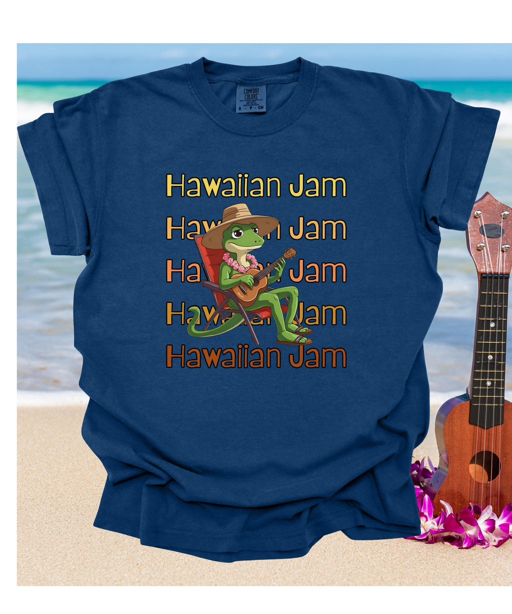 Comfort Colors Hawaii Gecko T-Shirt Hawaiian Jam Ukulele Gecko Graphic Tee