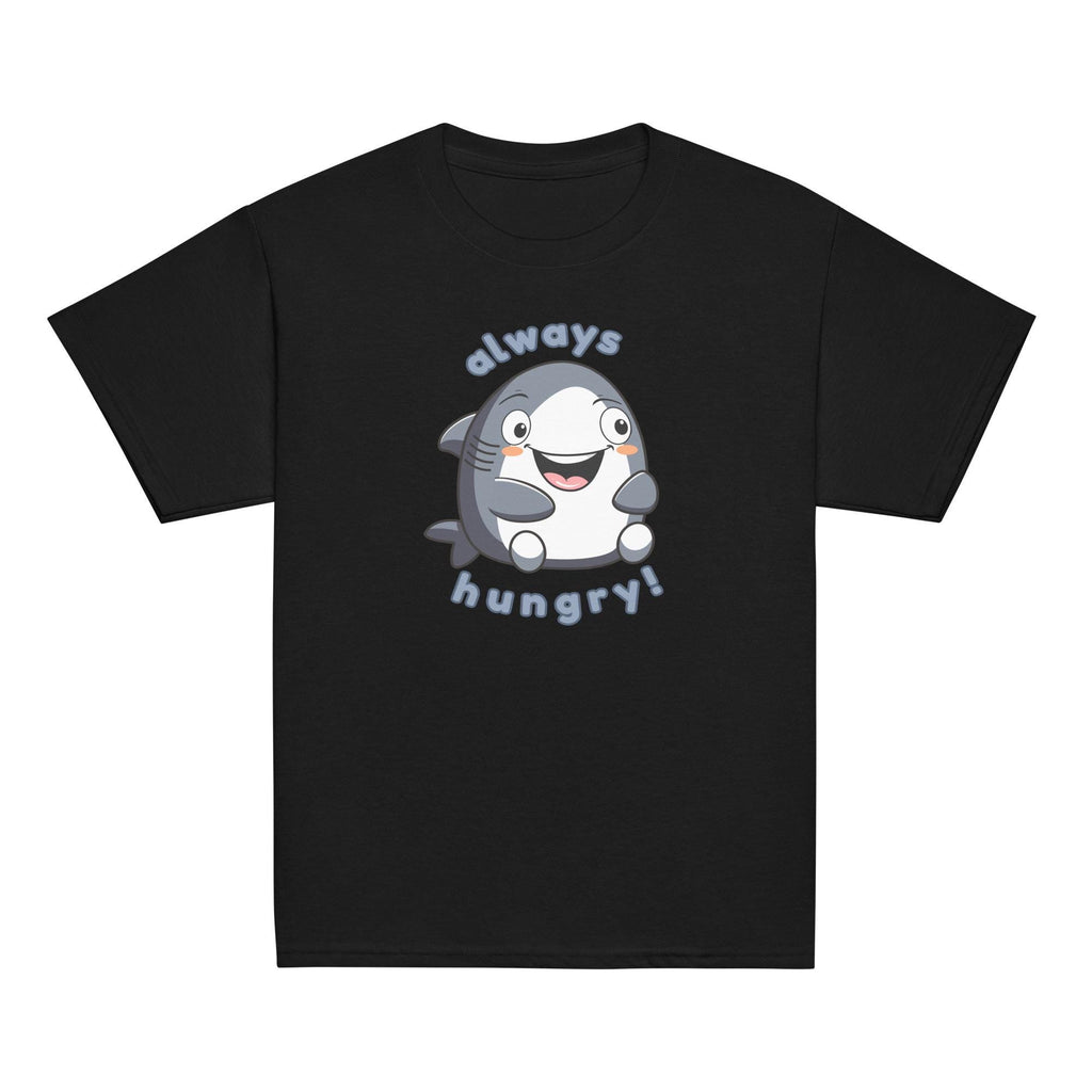 Cute Shark Youth T-Shirt, Always Hungry Cartoon Graphic