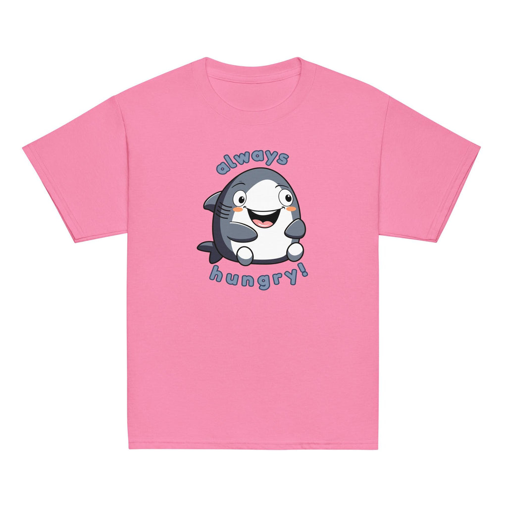 Cute Shark Youth T-Shirt, Always Hungry Cartoon Graphic
