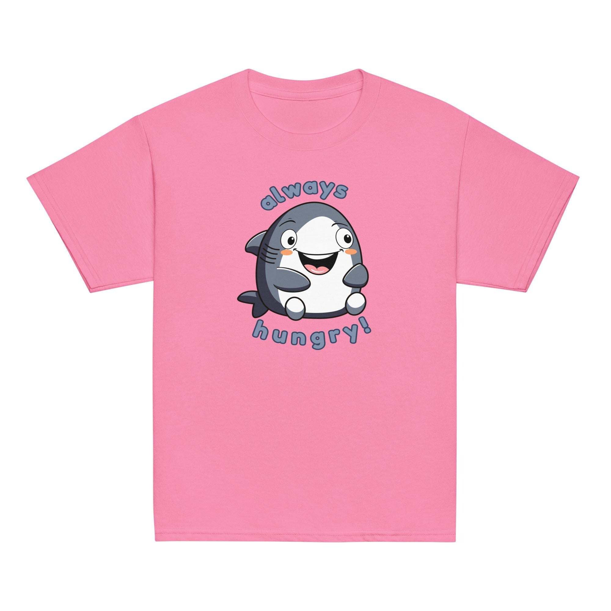 Cute Shark Youth T-Shirt, Always Hungry Cartoon Graphic