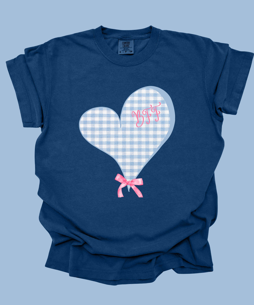BFF Comfort Colors shirt, Personalized Best Friends Shirts, Comfort Colors personalized BFF shirt, BFF pink bow tee custom friends t-shirts