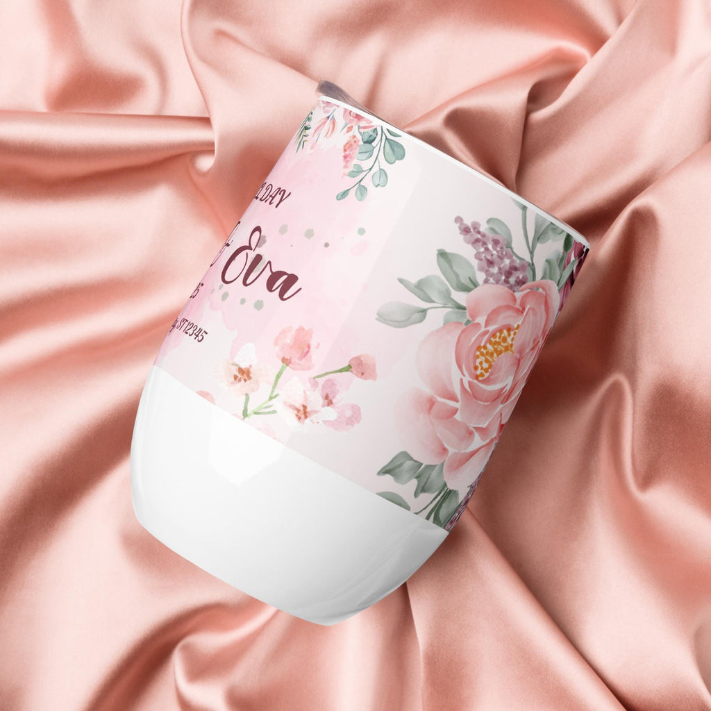 Personalized Wedding Wine Tumbler: Floral Stainless Steel Engagement Gift