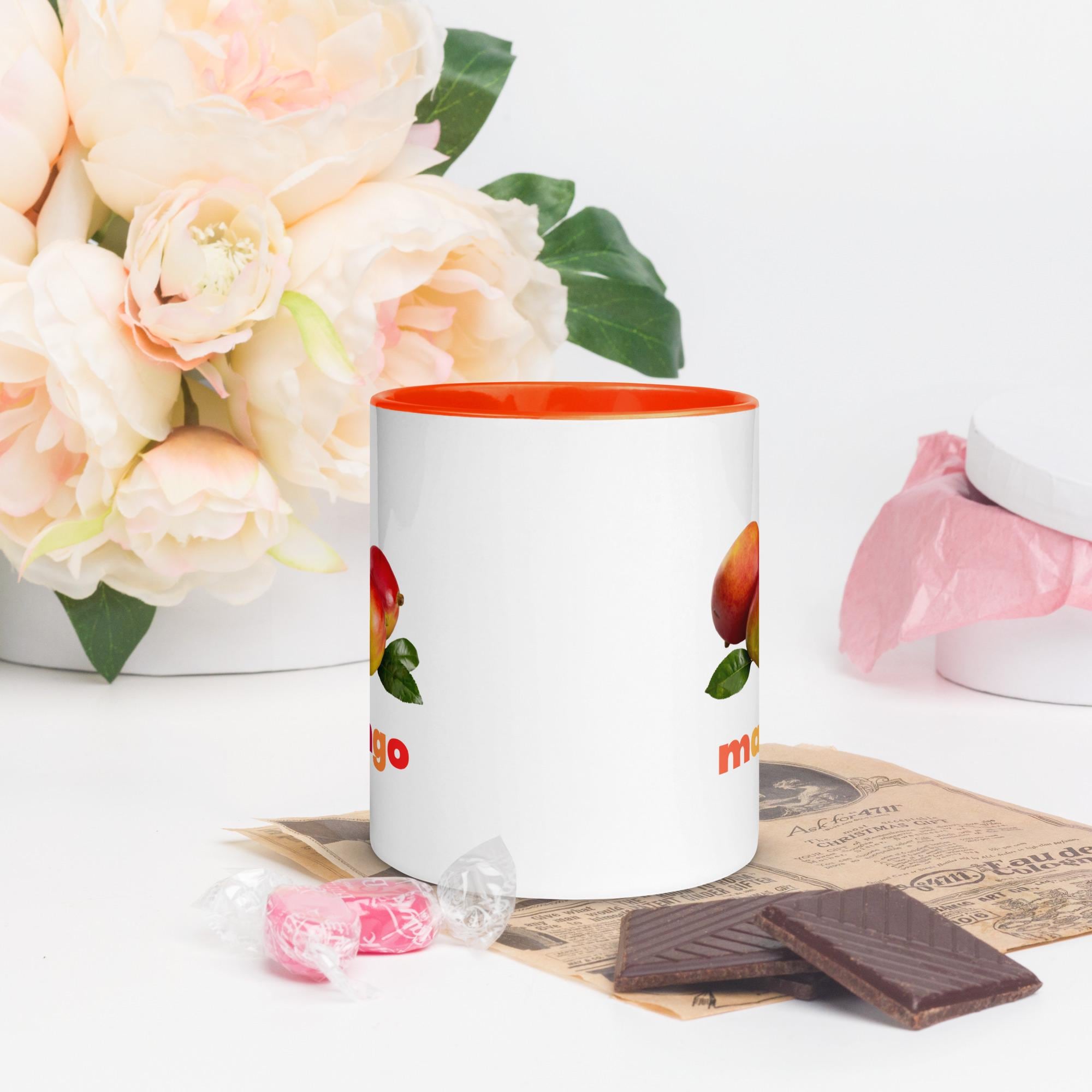 Mango Mug with Color Inside: Tropical Fruit Ceramic Coffee Mug