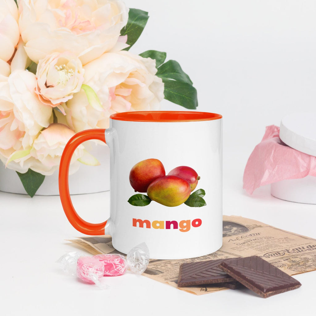 Mango Mug with Color Inside: Tropical Fruit Ceramic Coffee Mug