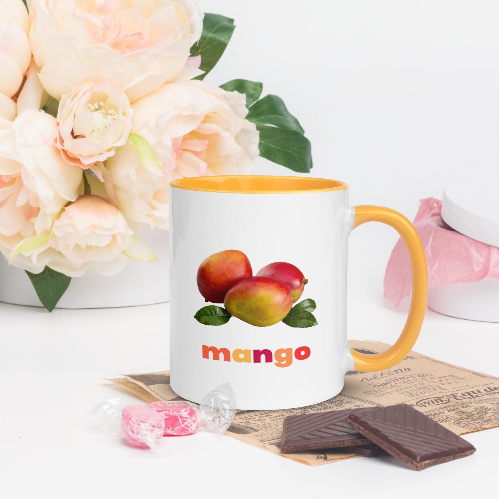 Mango Mug with Color Inside: Tropical Fruit Ceramic Coffee Mug