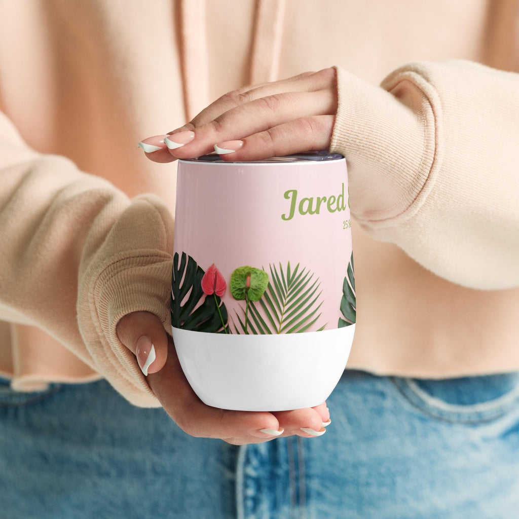 Personalized Tropical Wine Tumbler, Hawaiian Wedding Gift bridal shower Hawaii lover gift