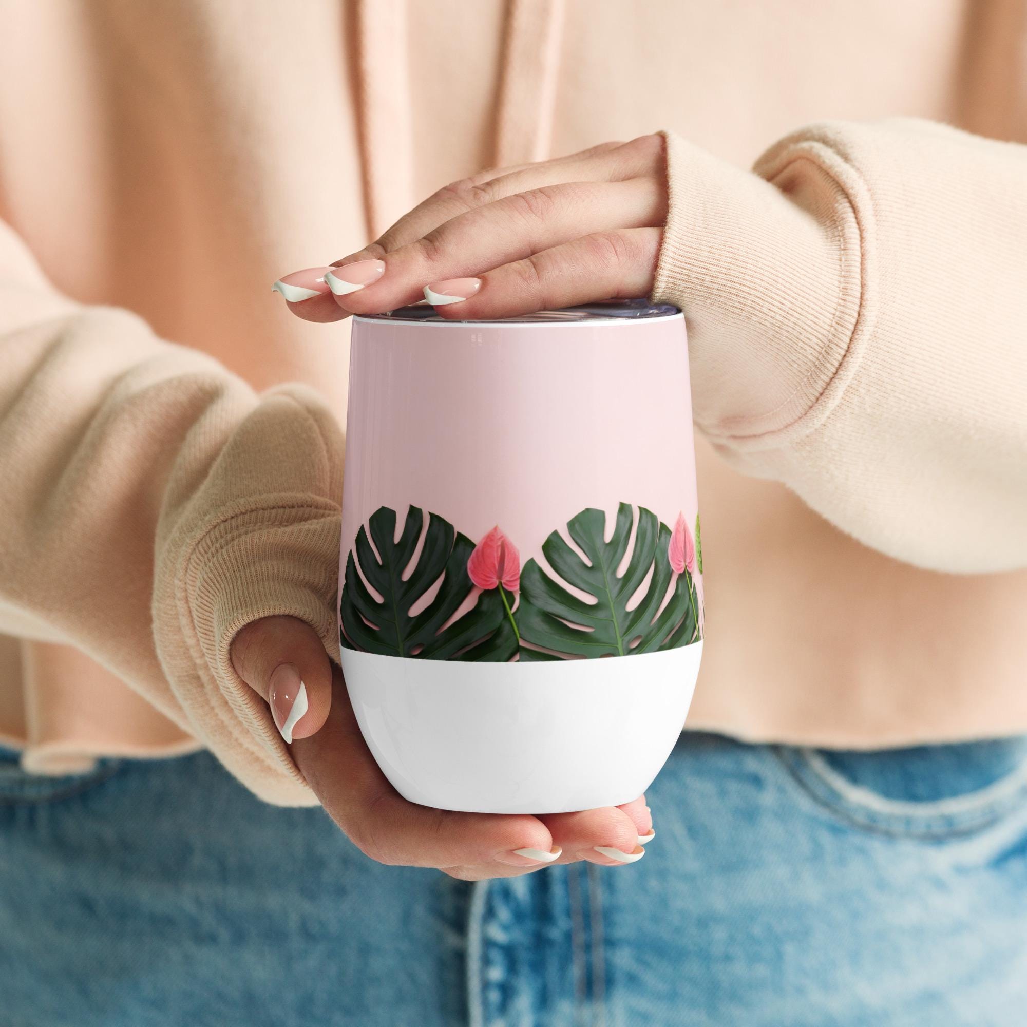 Personalized Tropical Wine Tumbler, Hawaiian Wedding Gift bridal shower Hawaii lover gift