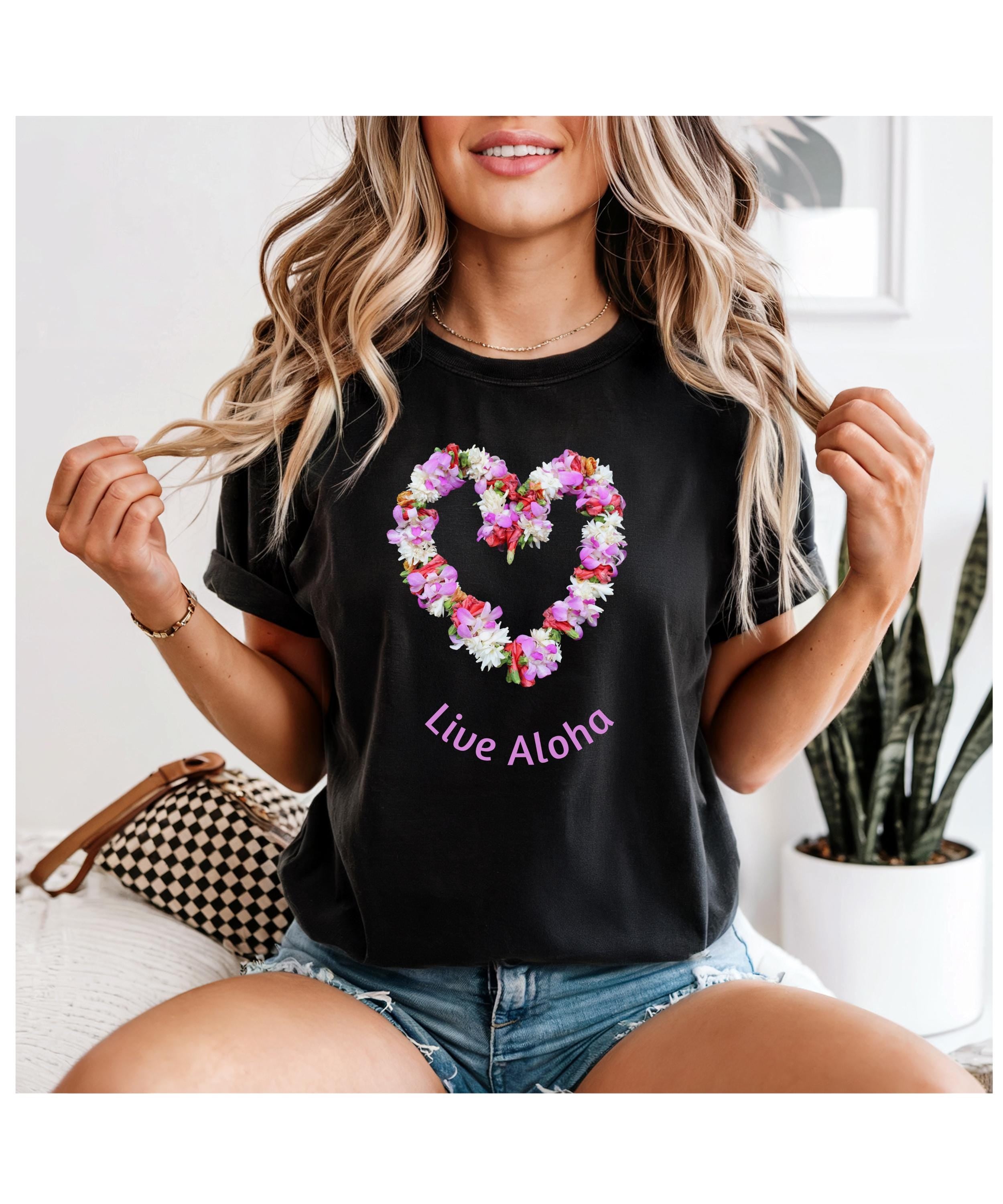 Comfort Colors Aloha Shirt, Live Aloha t-shirt, Flower lei Comfort Colors t-shirt Hawaiian lei t-shirt Unisex
