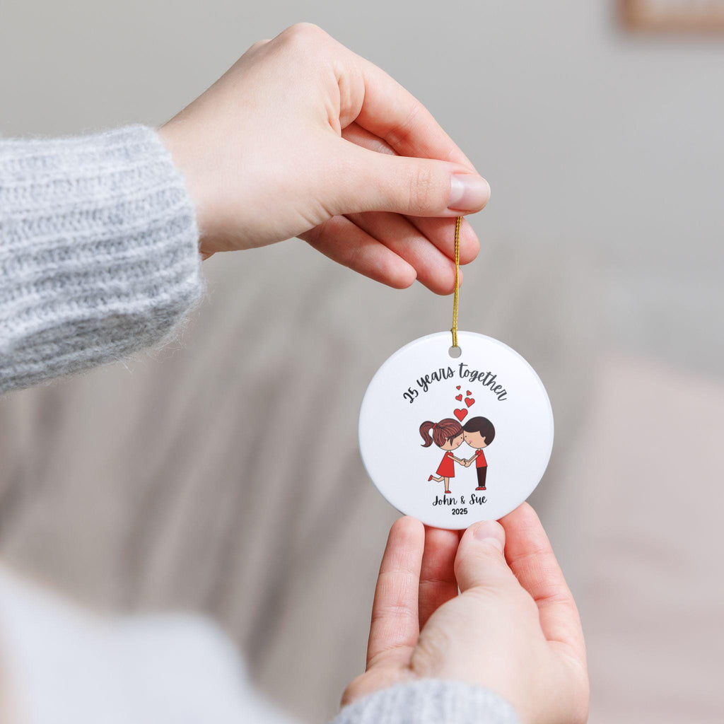 Personalized couple ornament 25 years together gift ornament couple custom Christmas ornament Ceramic gift for parents