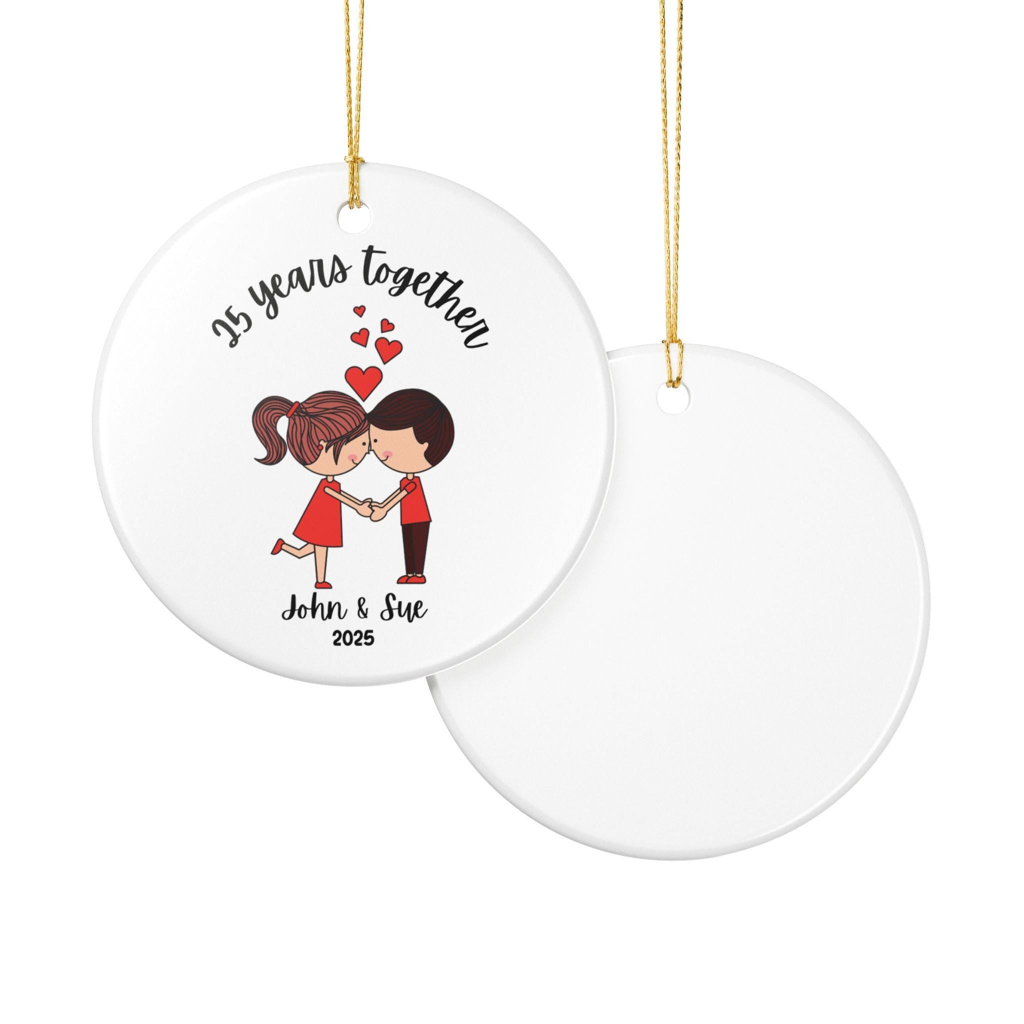 Personalized couple ornament 25 years together gift ornament couple custom Christmas ornament Ceramic gift for parents