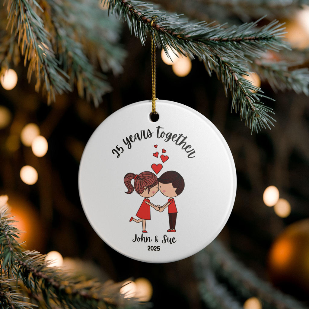 Personalized couple ornament 25 years together gift ornament couple custom Christmas ornament Ceramic gift for parents