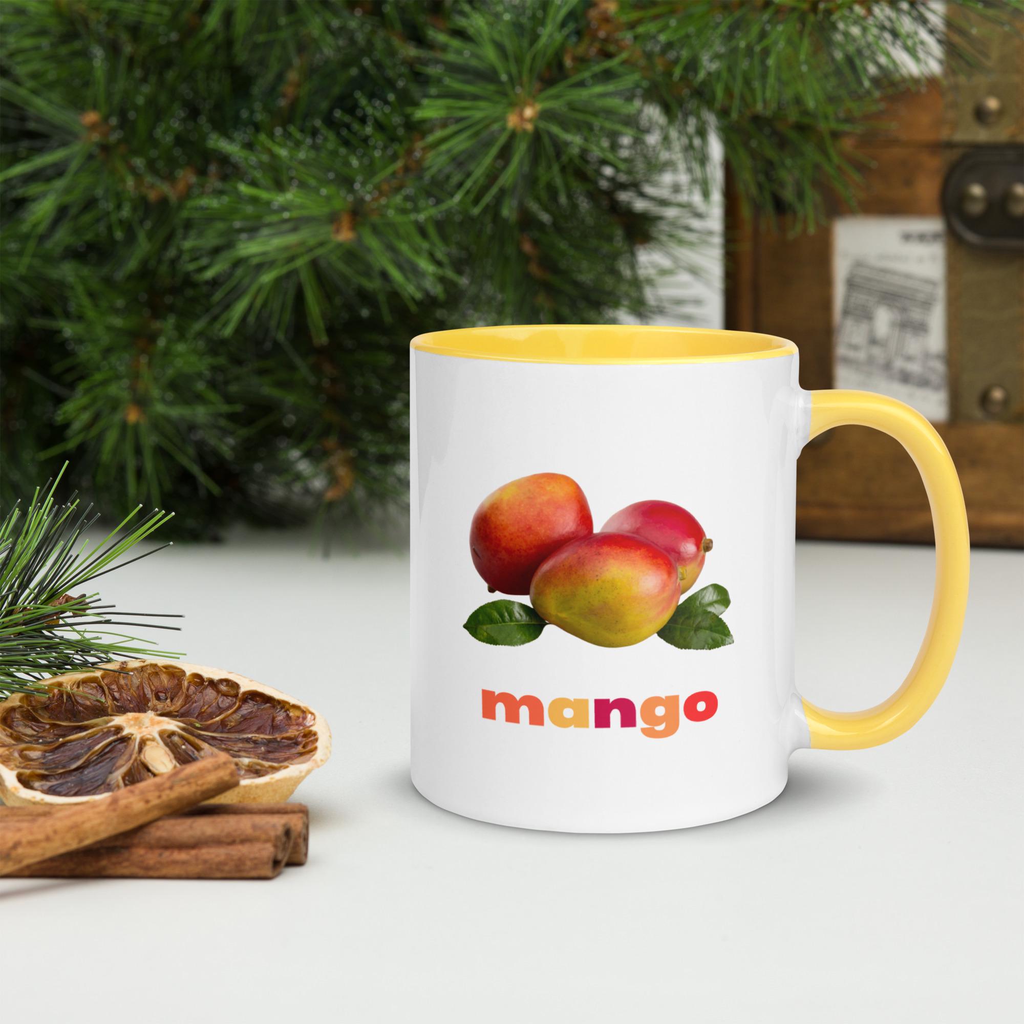 Mango Mug with yellow Color Inside ceramic 11 oz mangoes coffee hot cocoa mug