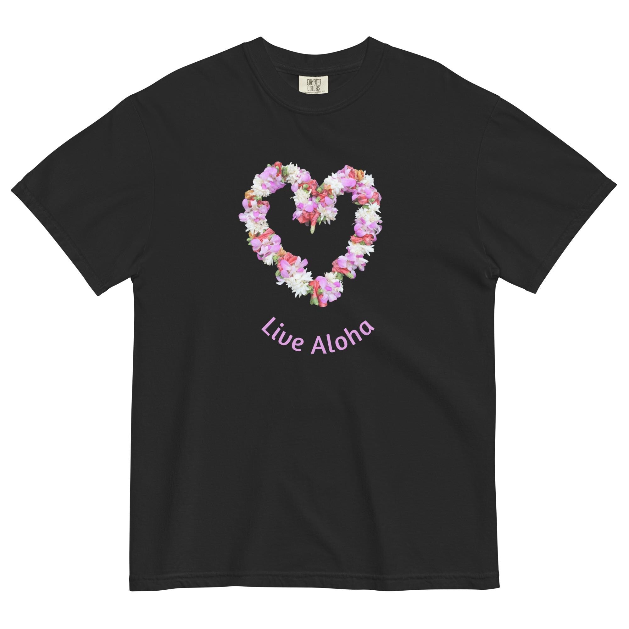 Comfort Colors Aloha Shirt, Live Aloha t-shirt, Flower lei Comfort Colors t-shirt Hawaiian lei t-shirt Unisex