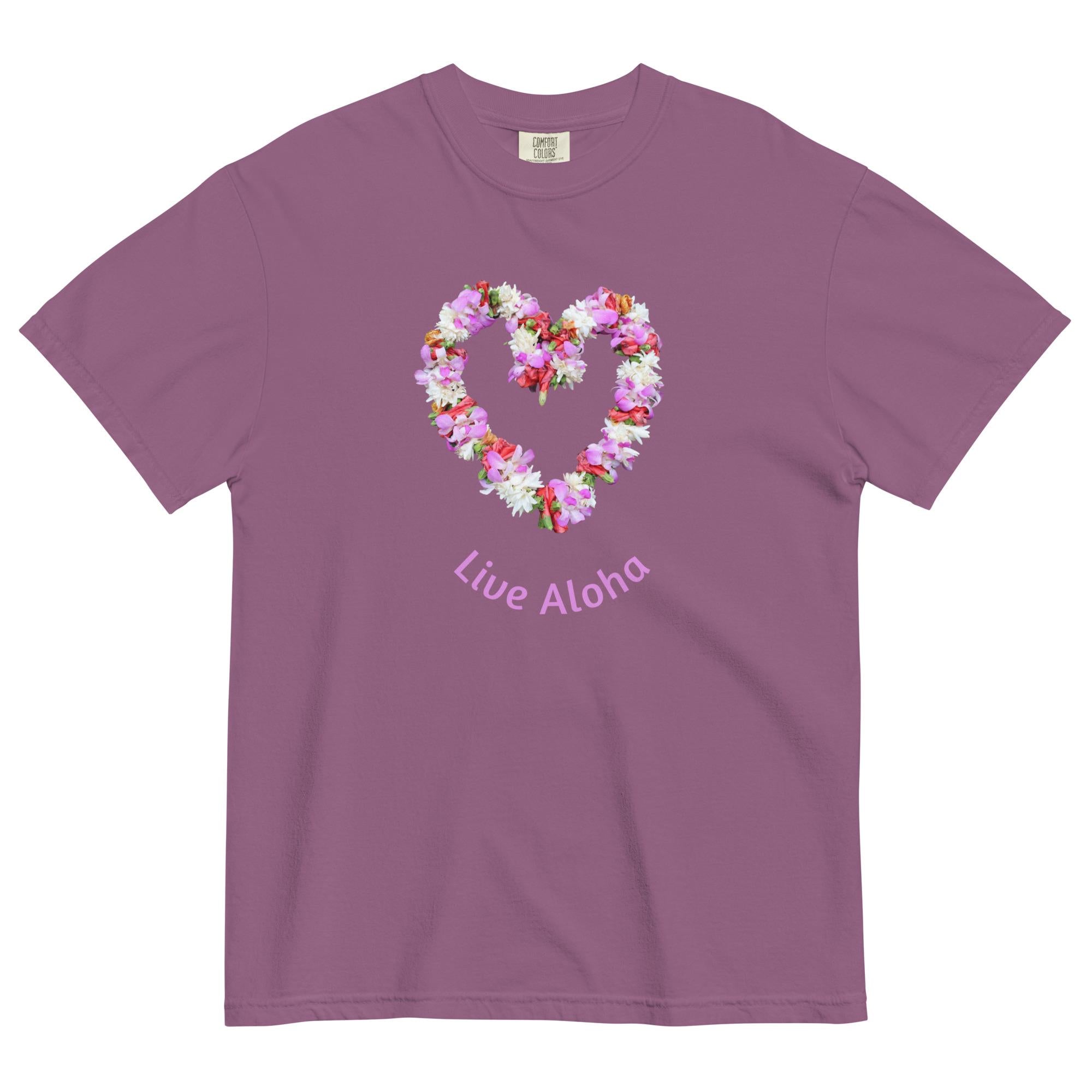 Comfort Colors Aloha Shirt, Live Aloha t-shirt, Flower lei Comfort Colors t-shirt Hawaiian lei t-shirt Unisex
