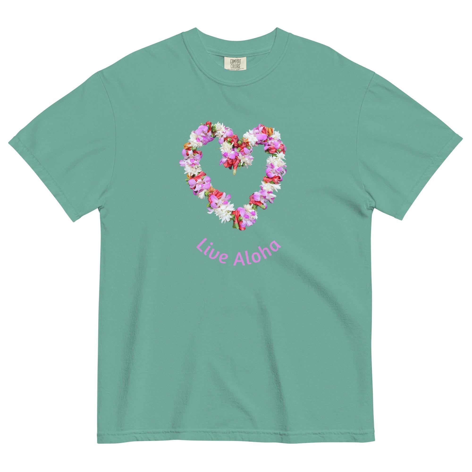 Comfort Colors Aloha Shirt, Live Aloha t-shirt, Flower lei Comfort Colors t-shirt Hawaiian lei t-shirt Unisex