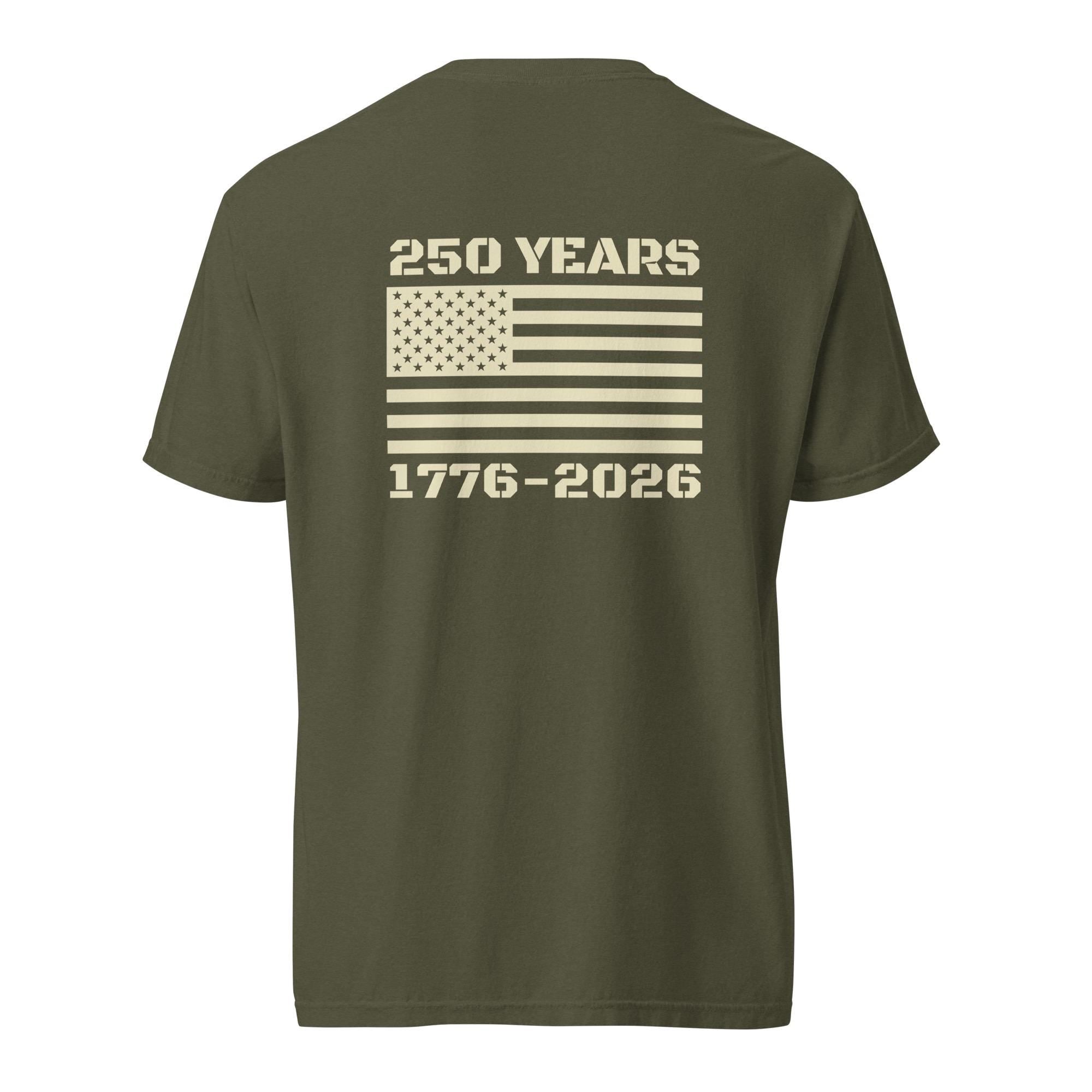 USA 250 Years T-Shirt: Comfort Colors, American Flag Design